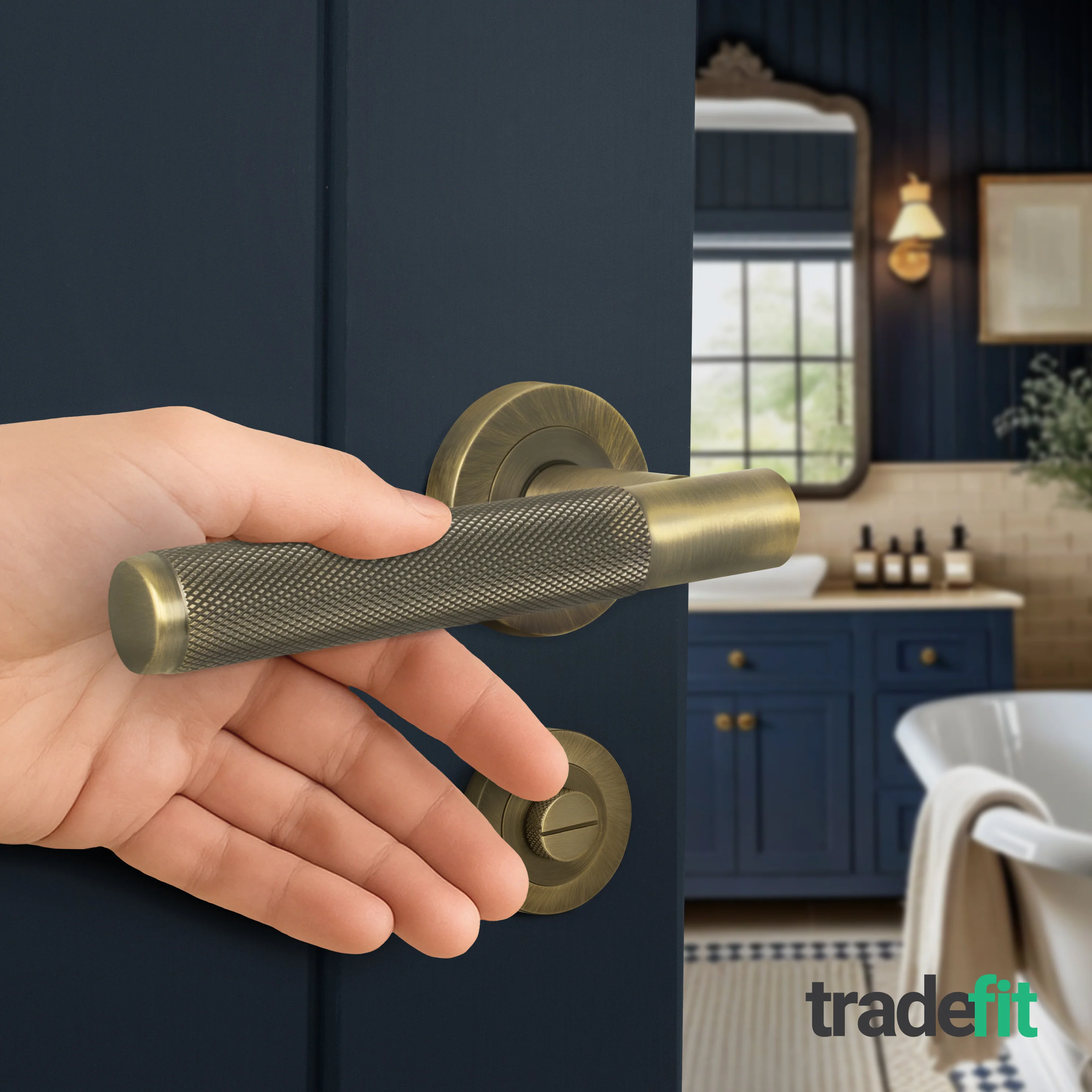 Dumont Antique Brass Lever on Rose Door Handle Kit - Medium Duty FD30/60 - 80mm Bathroom Lock - Image 6