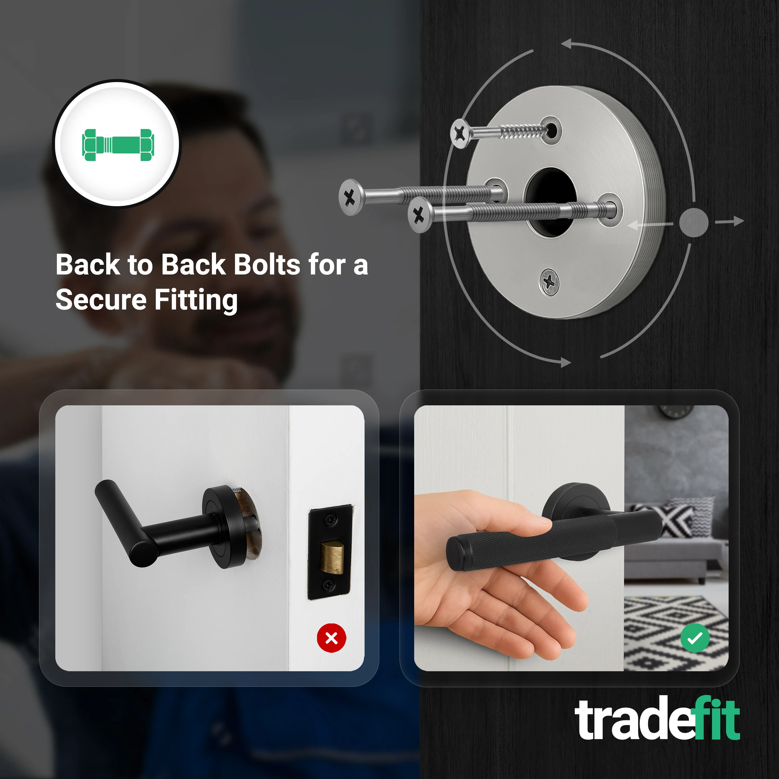 Dumont Matt Black Lever on Rose Door Handle Kit - Medium Duty FD30/60 - 80mm Euro Sashlock and Double Cylinder - Master Keyed - Image 3
