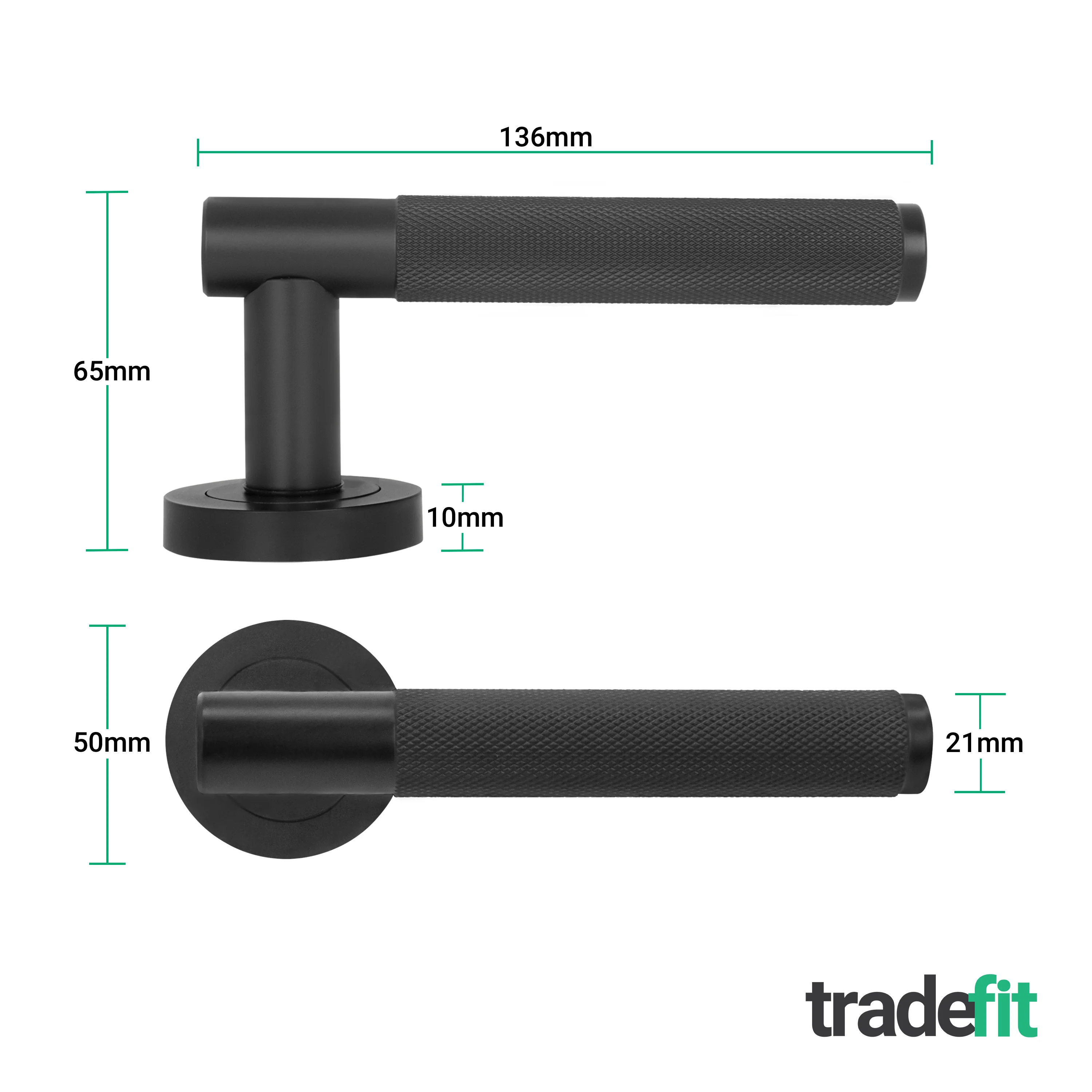 Dumont Matt Black Lever on Rose Door Handle Kit - Medium Duty FD30/60 - 80mm Euro Sashlock and Thumbturn Cylinder - Keyed Alike - Image 3
