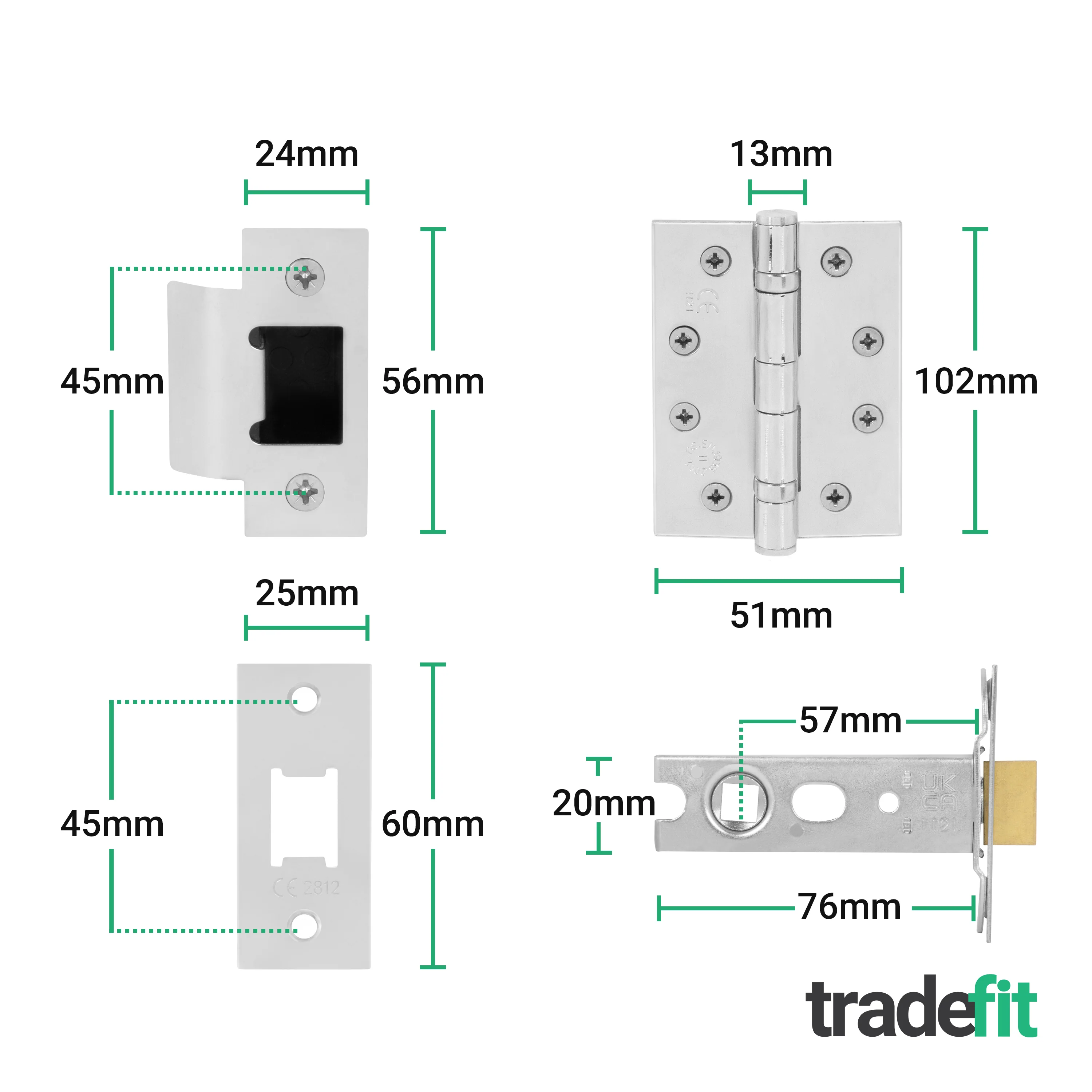 Dumont Polished Chrome Lever on Rose Door Handle Kit - Medium Duty FD30/60 - 76mm Latch - Image 5