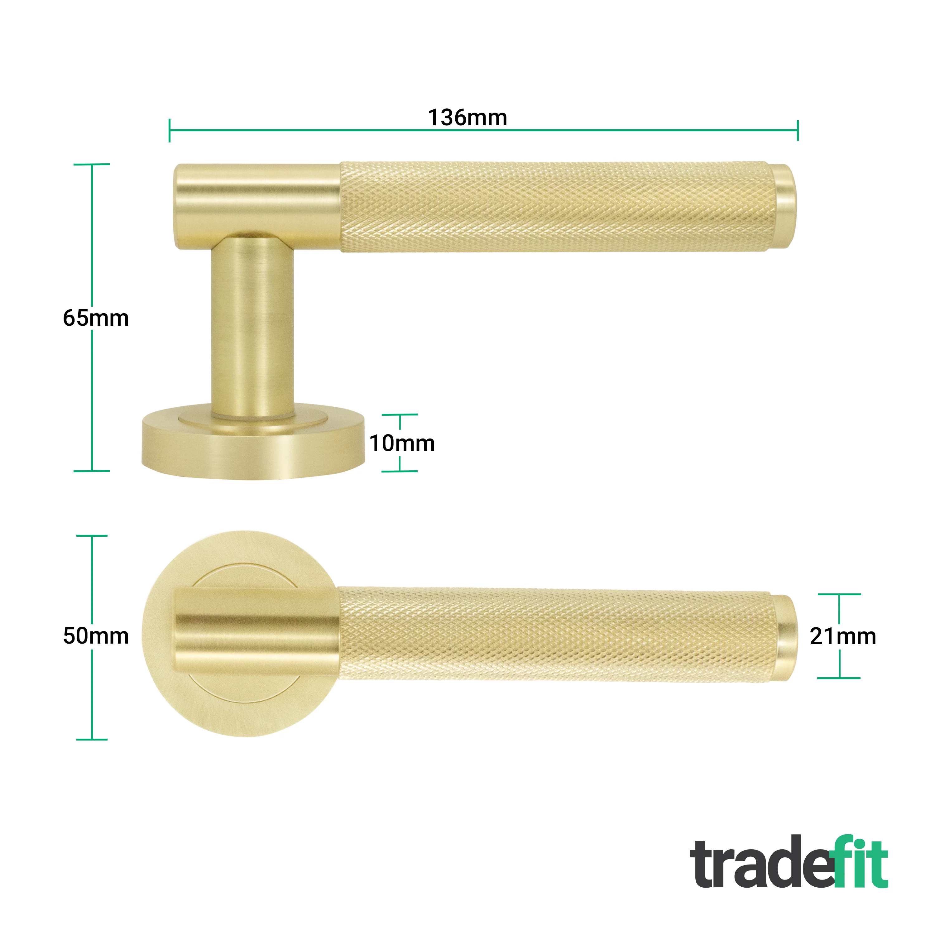 Dumont Satin Brass Lever on Rose Door Handle Kit - Medium Duty FD30/60 - 80mm Euro Sashlock and Thumbturn Cylinder - Keyed Alike - Image 4
