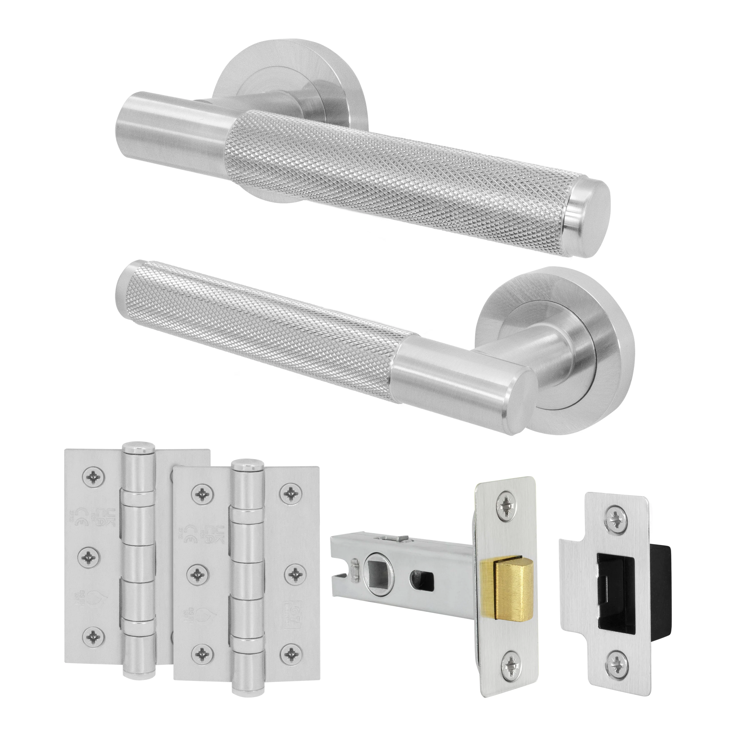 Dumont Satin Nickel Lever on Rose Door Handle Kit - 64mm Latch