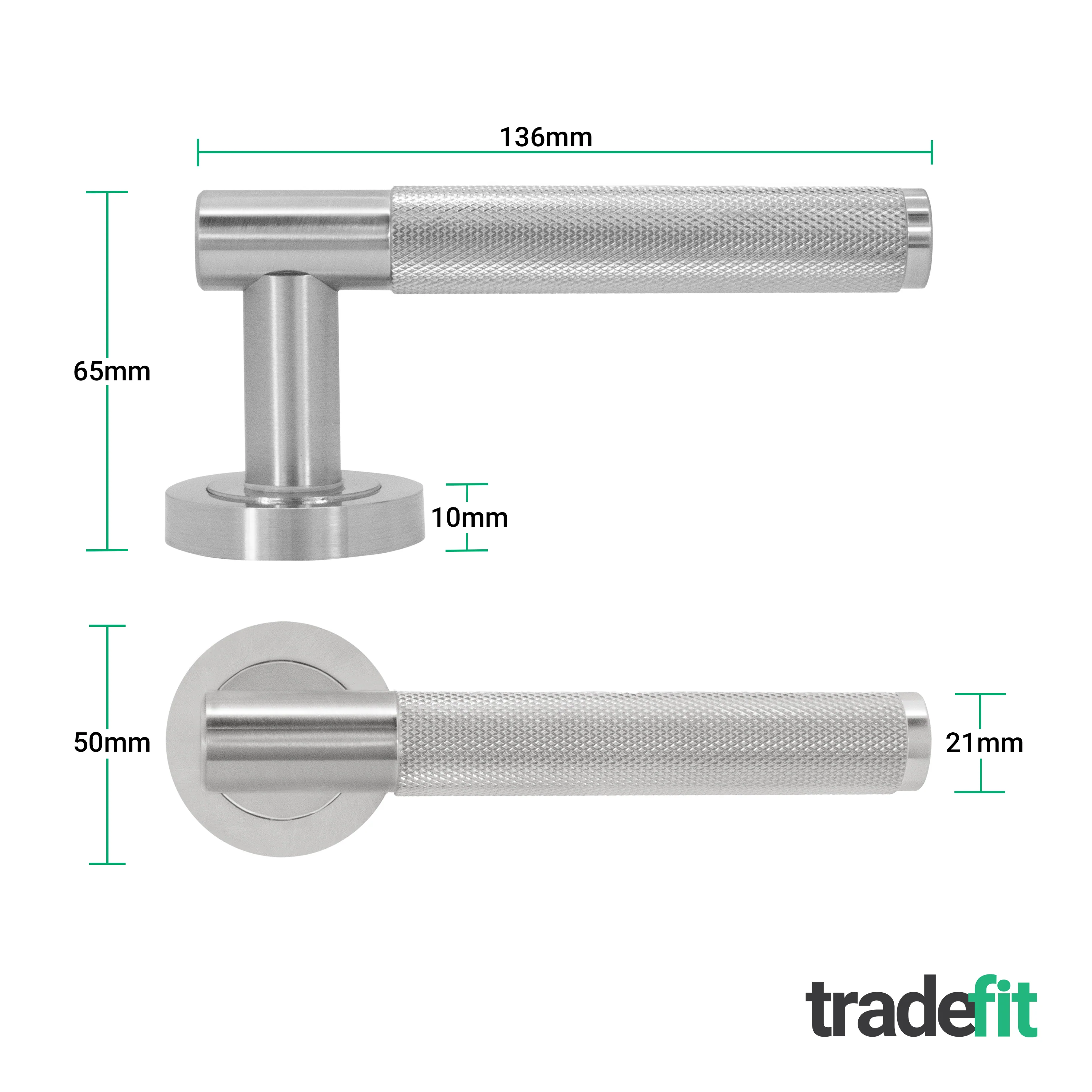Dumont Satin Nickel Lever on Rose Door Handle Kit - 64mm Latch - Image 4