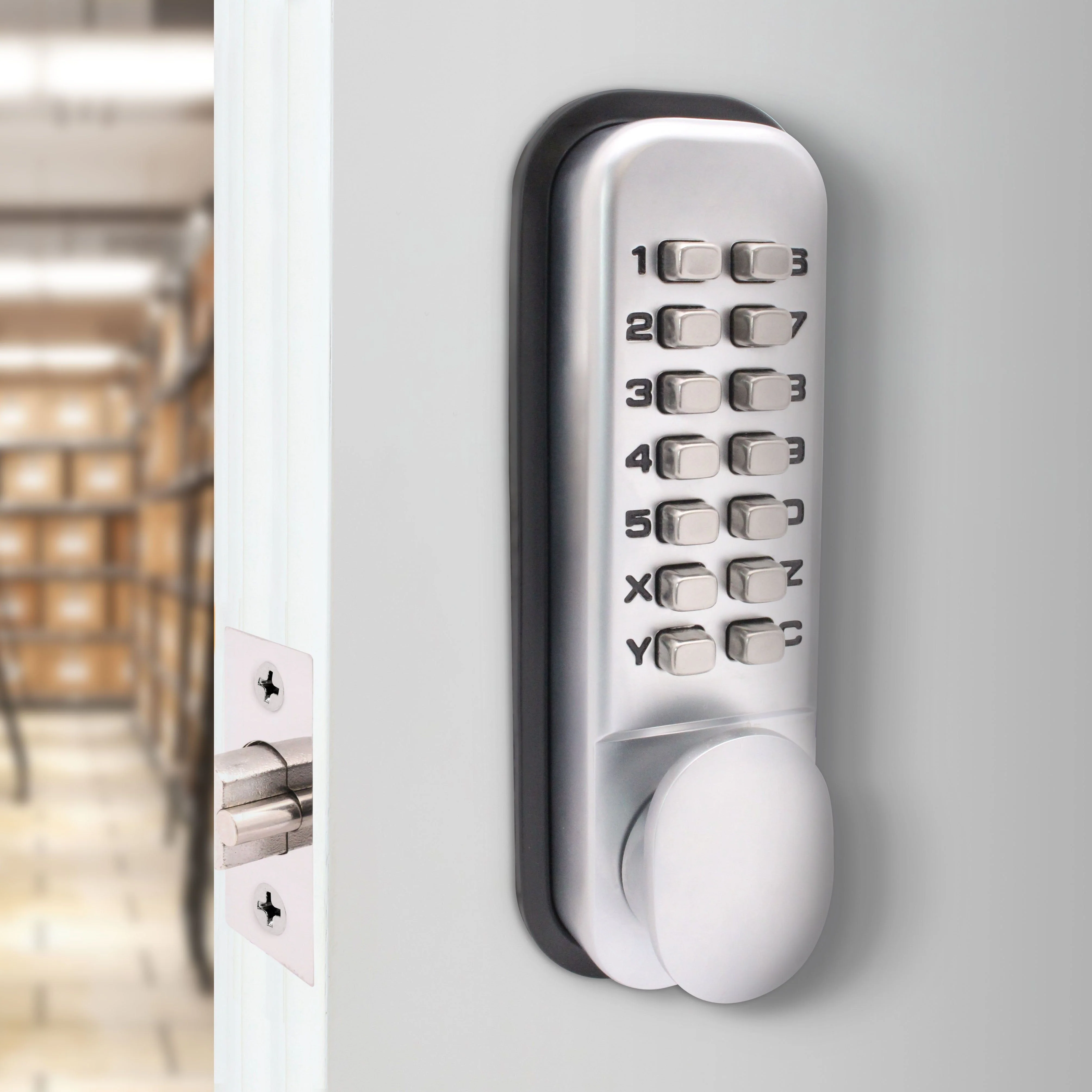 ED20 Paddle Push Button Hold Back Mechanical Digital Code Lock - Fire Rated - Satin Chrome - Image 6