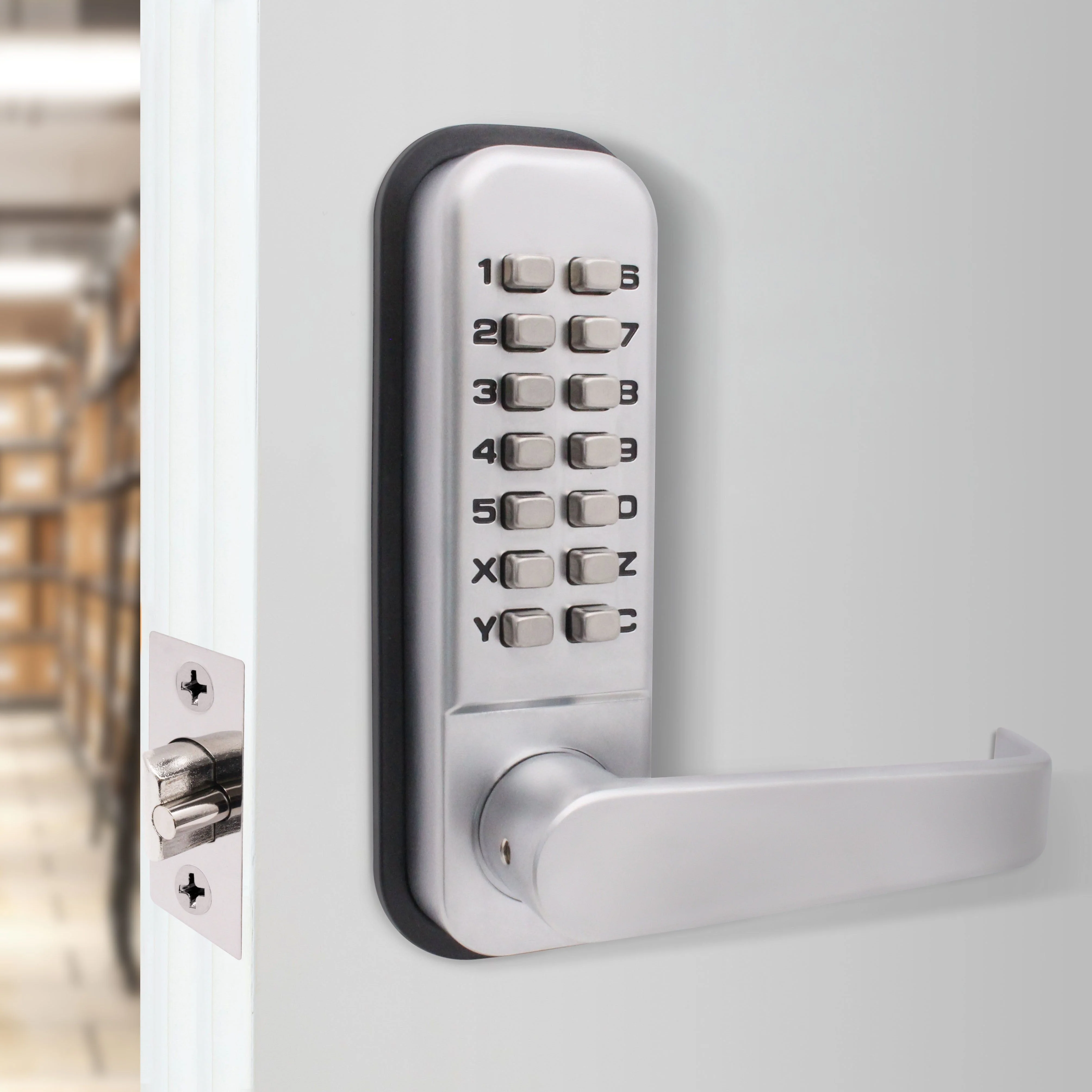 ED40 Clutch Lever Push Button Commercial Mechanical Digital Code Lock - Fire Rated - Satin Chrome - Image 5