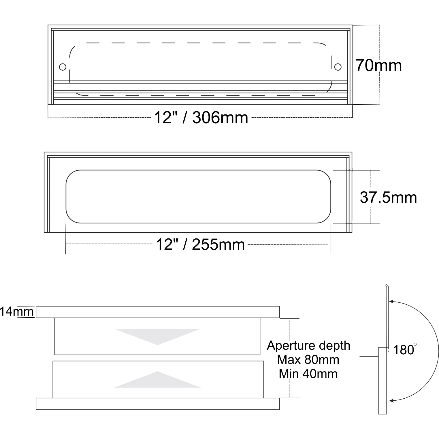 FD30/60 Fire Rated Heavy Duty Telescopic Draught Proof Letterplate - 300mm - Satin Anodised Aluminium - - Image 2
