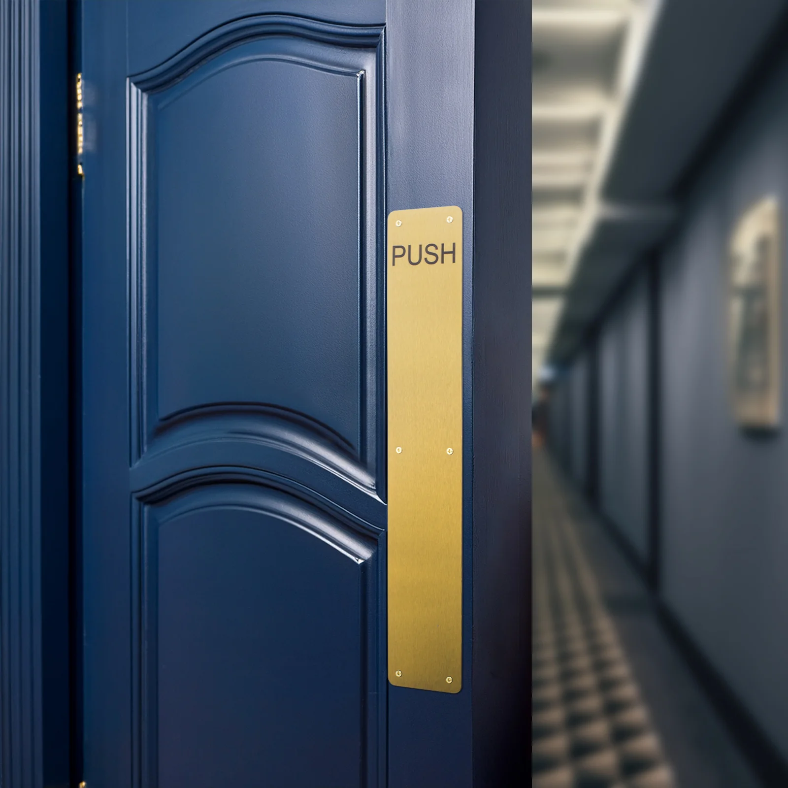 Engraved Push Finger Plate - 425 x 75 x 1.2mm Radius Corners - PVD Brushed Brass - Image 5