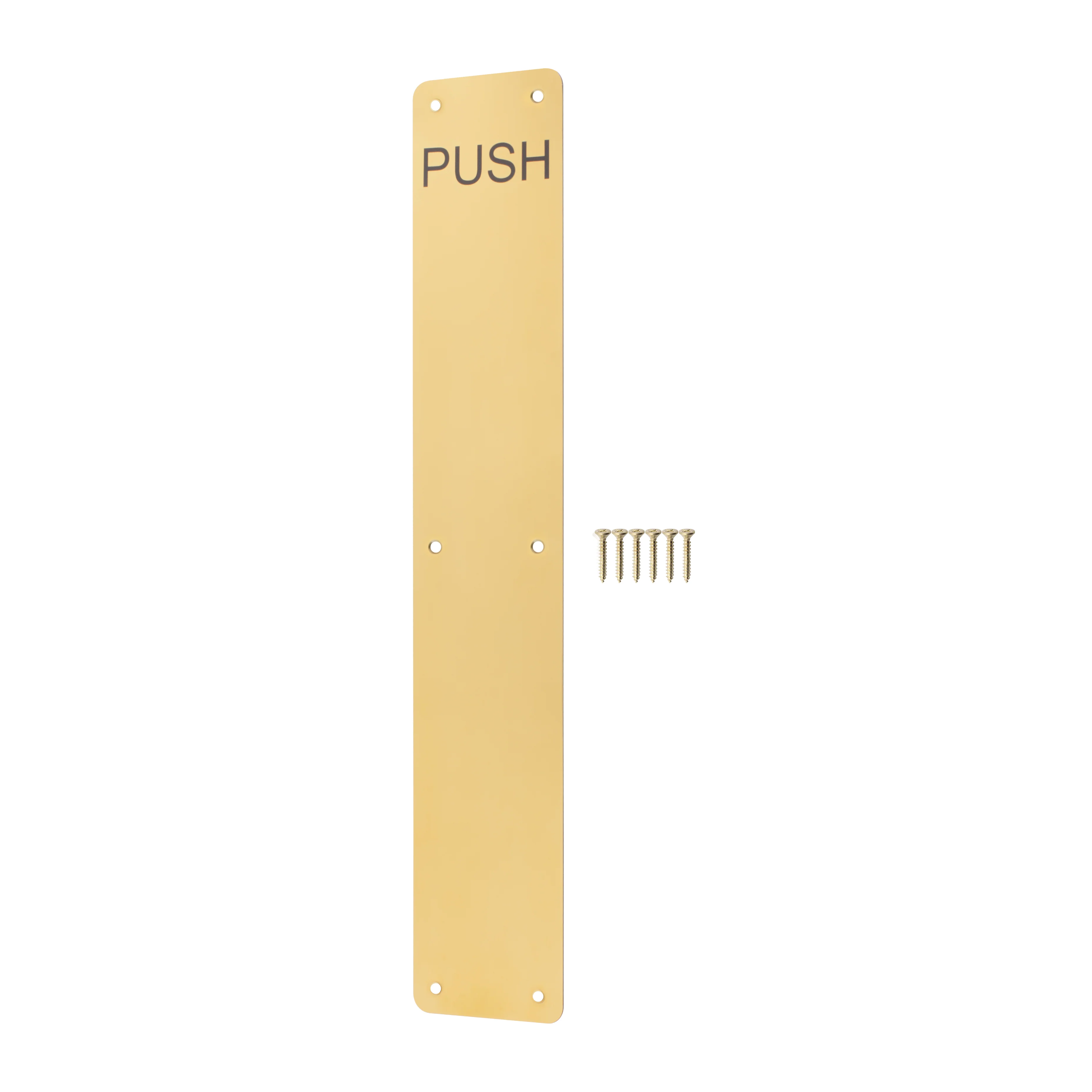 Engraved Push Finger Plate - 425 x 75 x 1.2mm Radius Corners - PVD Polished Brass