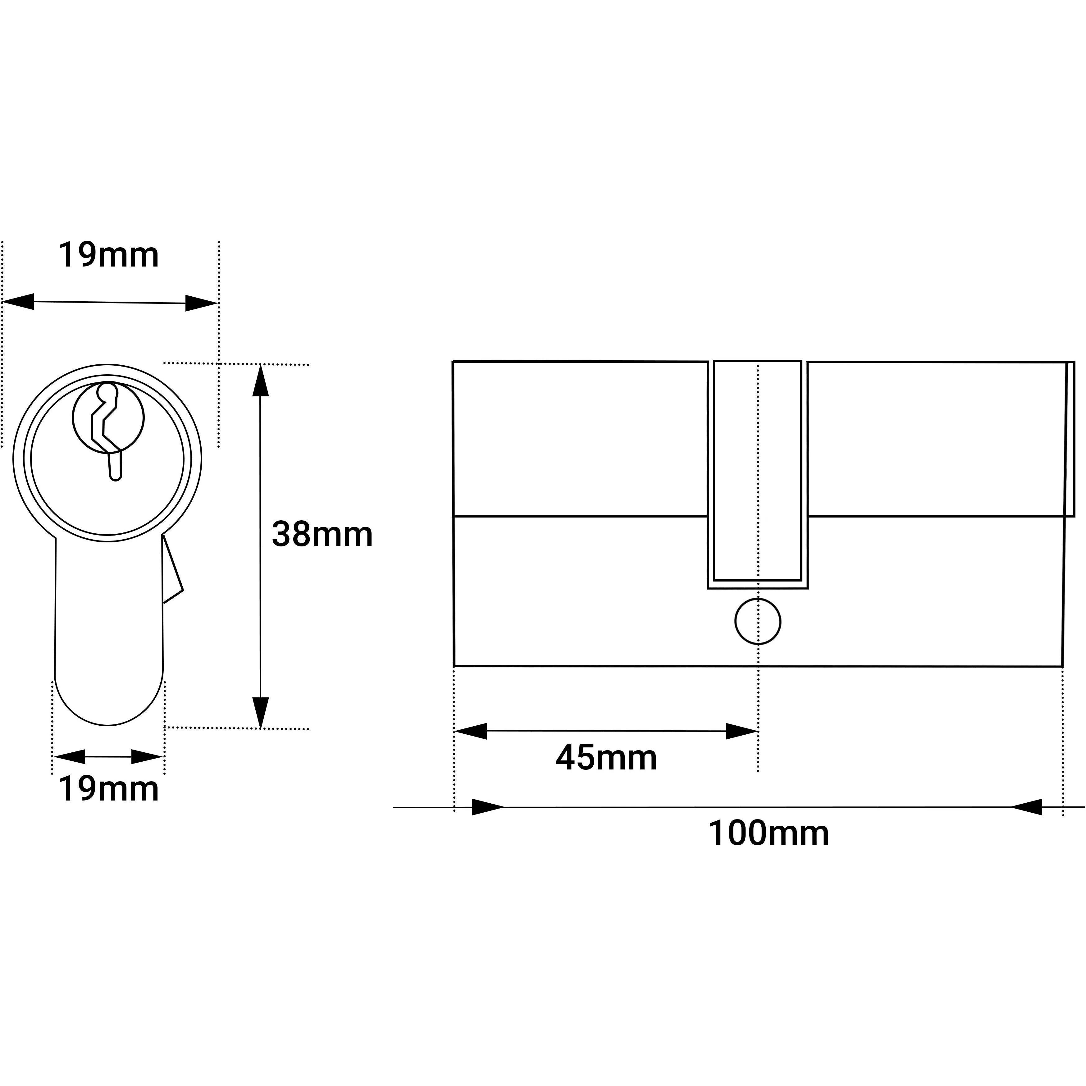 Euro Double Cylinder Lock - 45x45mm - Satin Chrome - Keyed to Differ - Image 2