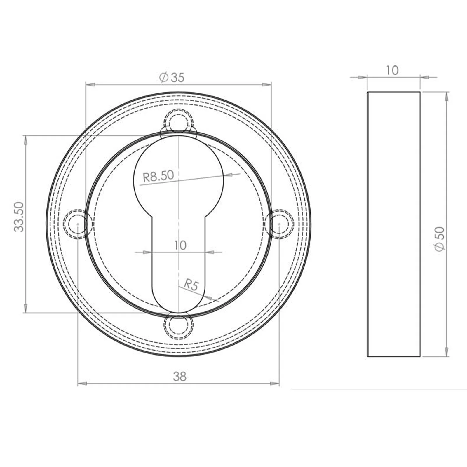 Euro Escutcheon - Matt Black - Image 2