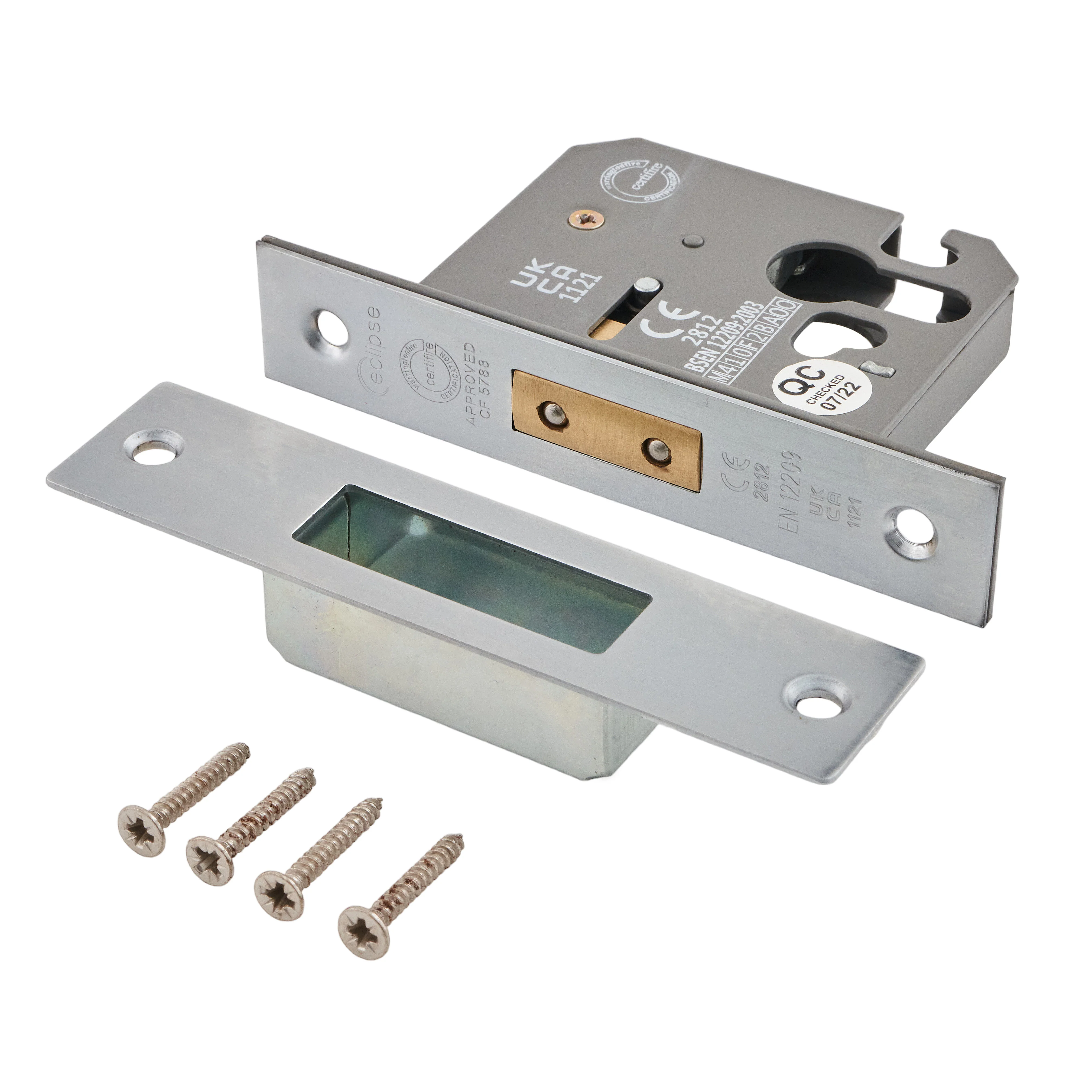 Euro Profile Deadlock Case - 76mm Case 57mm Backset - Satin Chrome