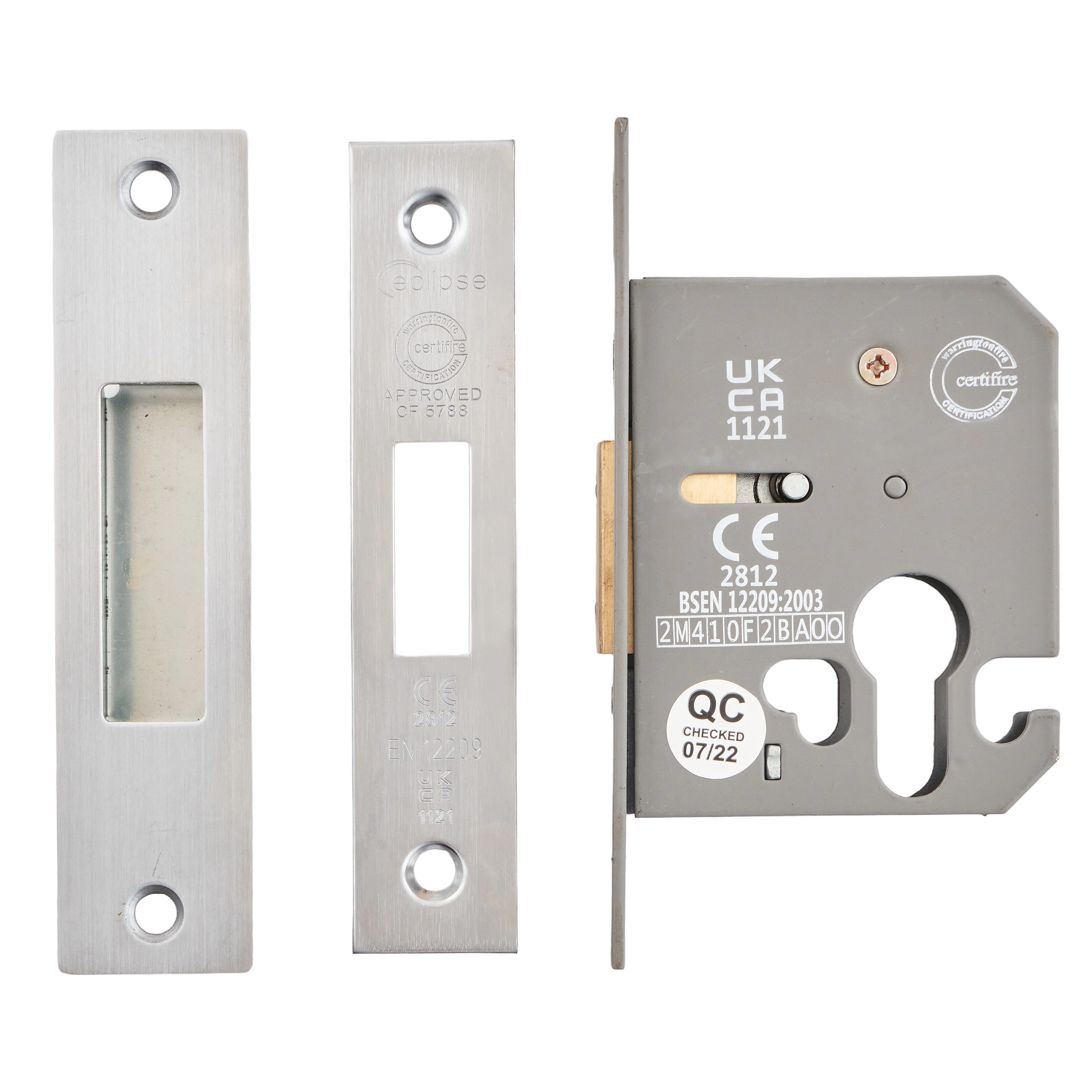 Euro Profile Deadlock Case - 76mm Case 57mm Backset - Satin Chrome - Image 3