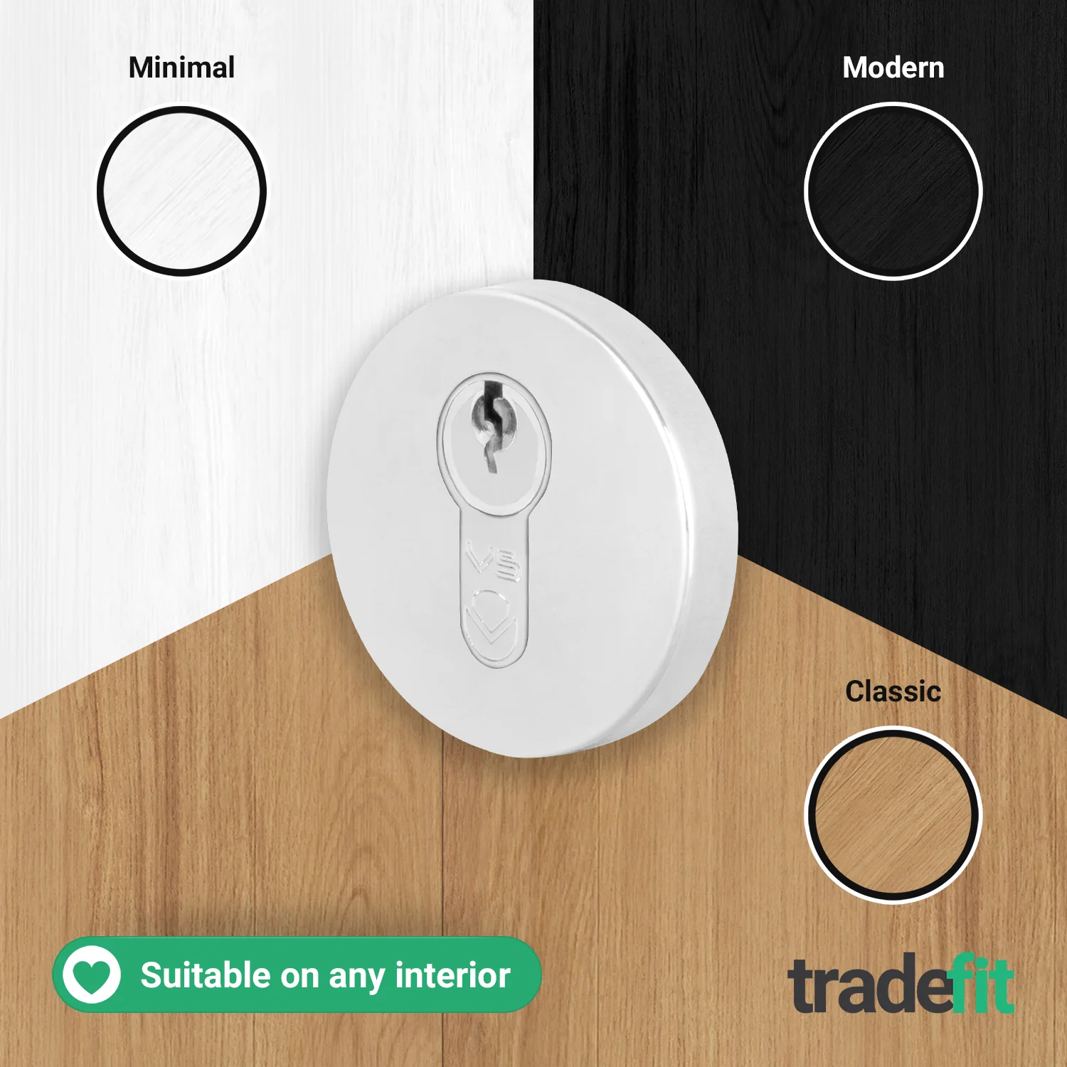 Euro Profile Keyhole Escutcheon - Polished Chrome - Pair - Image 5
