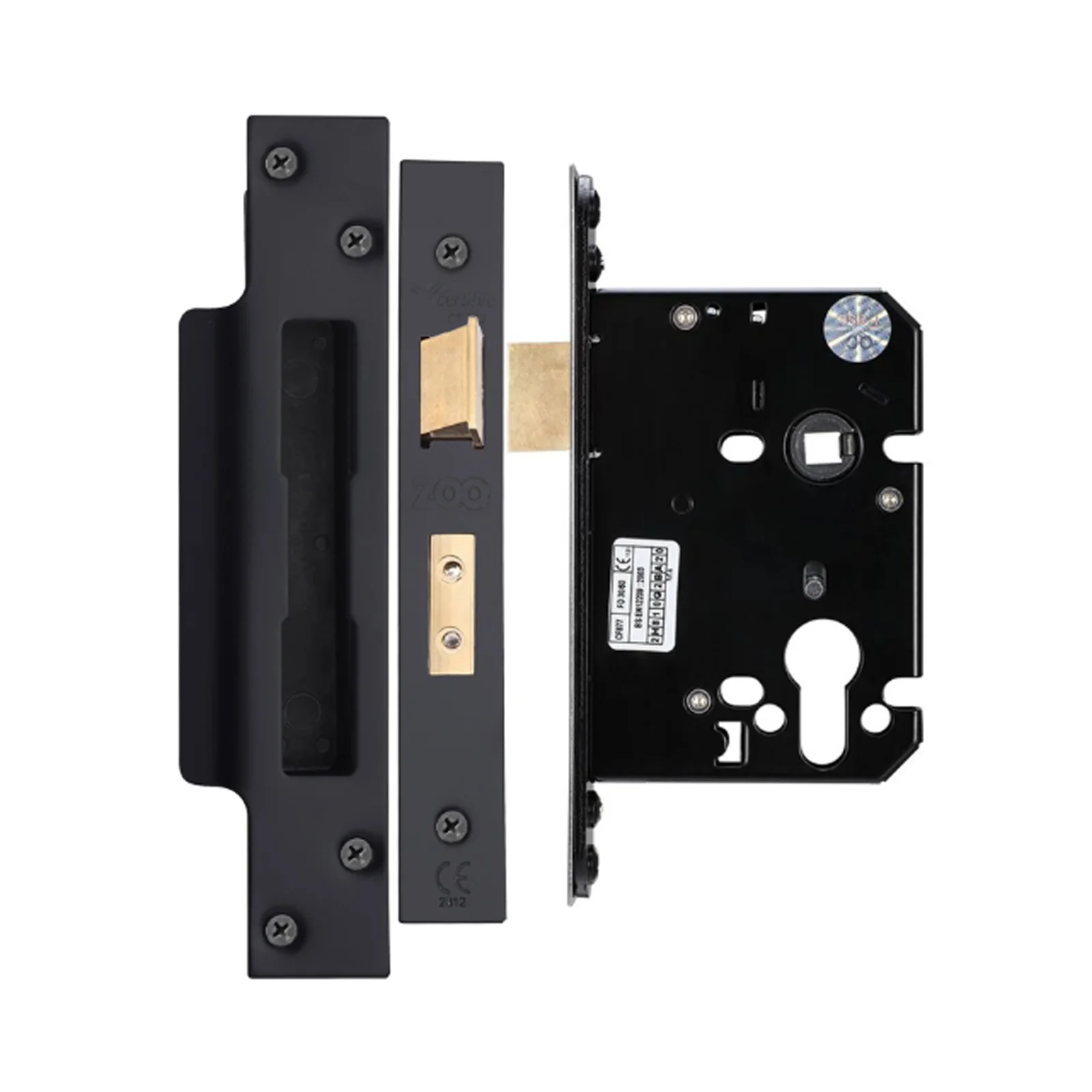 Architectural Euro Profile Sashlock Case - 76mm Case 57mm Backset - Matt Black