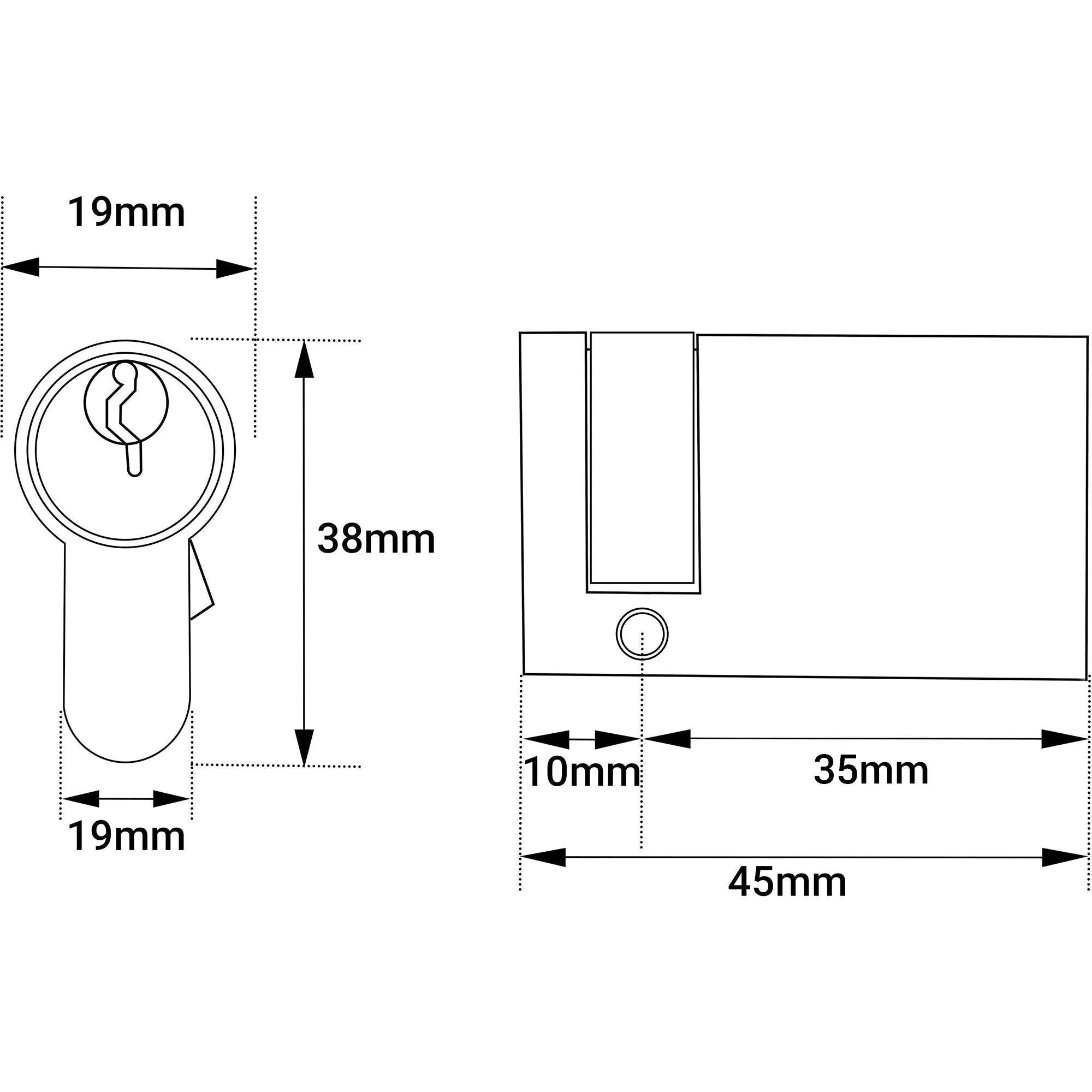Euro Single Cylinder Lock - 45mm - Polished Chrome - Keyed to Differ - Image 2