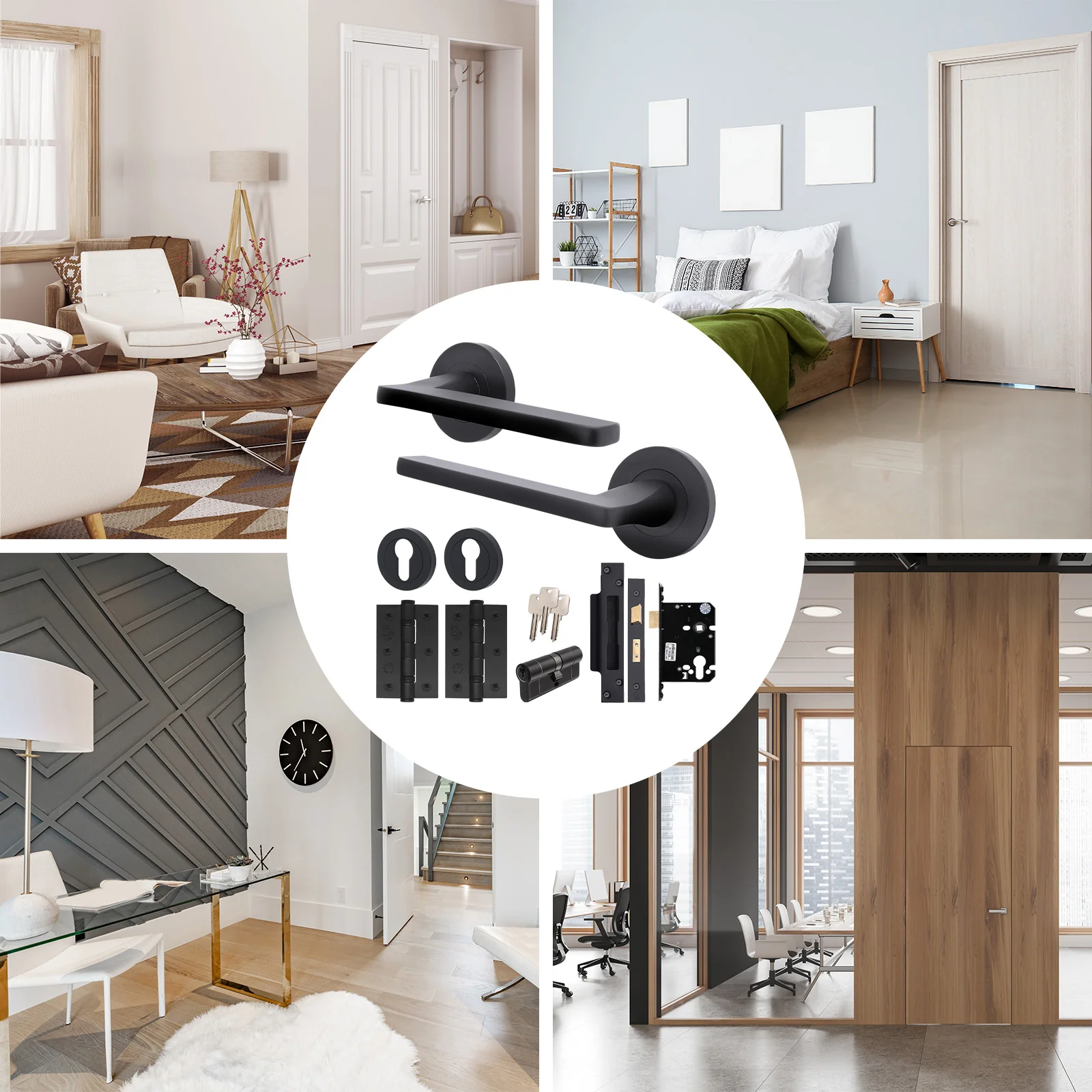 Euroda Black Lever on Rose Door Handle Pack - Euro Lock & Cylinder - Image 7