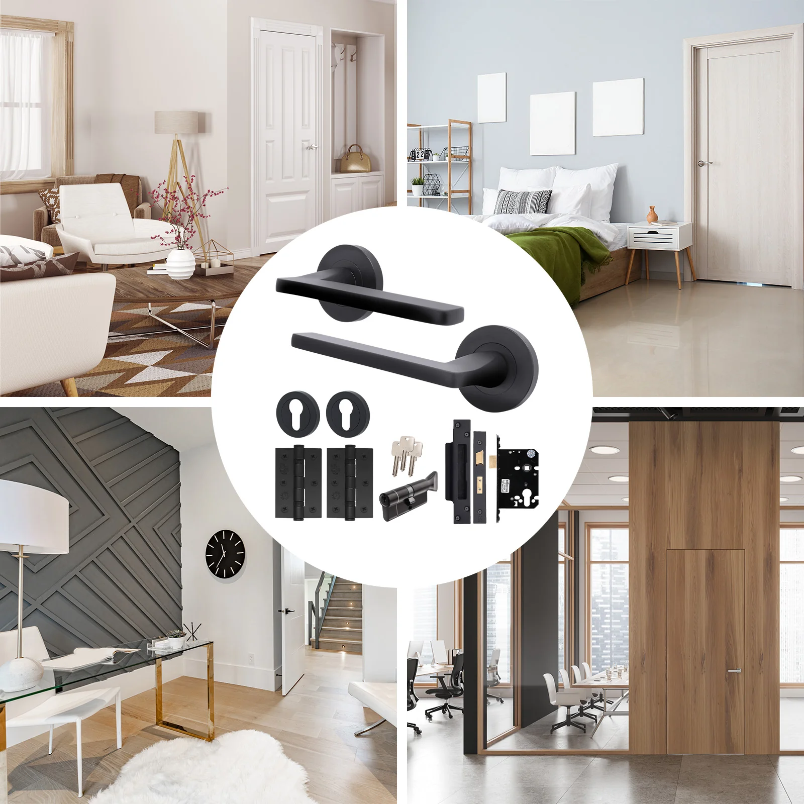 Euroda Black Lever on Rose Door Handle Pack - 3 Lever Lock & Thumbturn Cylinder - Image 6