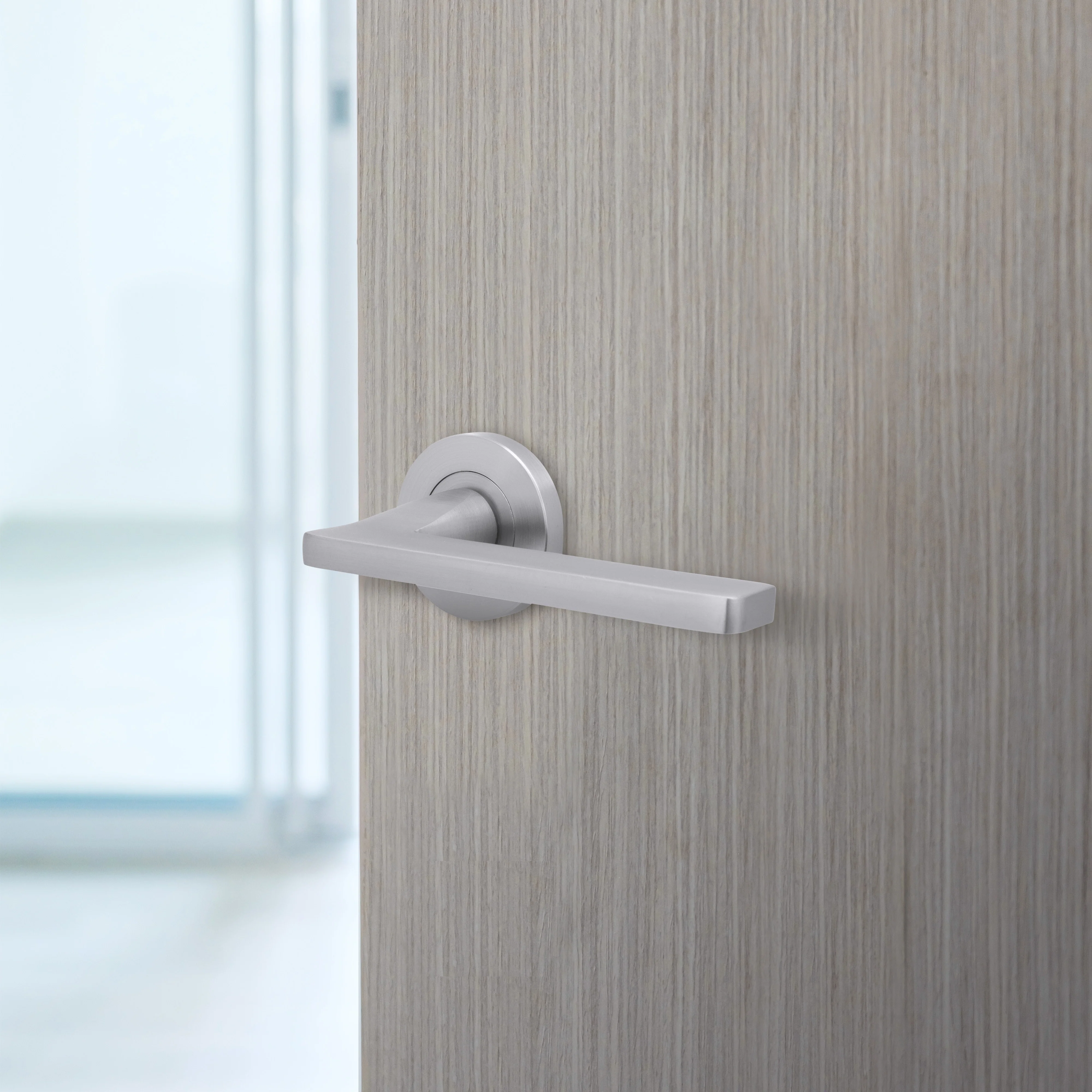 Euroda Fire Door Handle on Rose - Satin Chrome - FD30/60 - Image 5