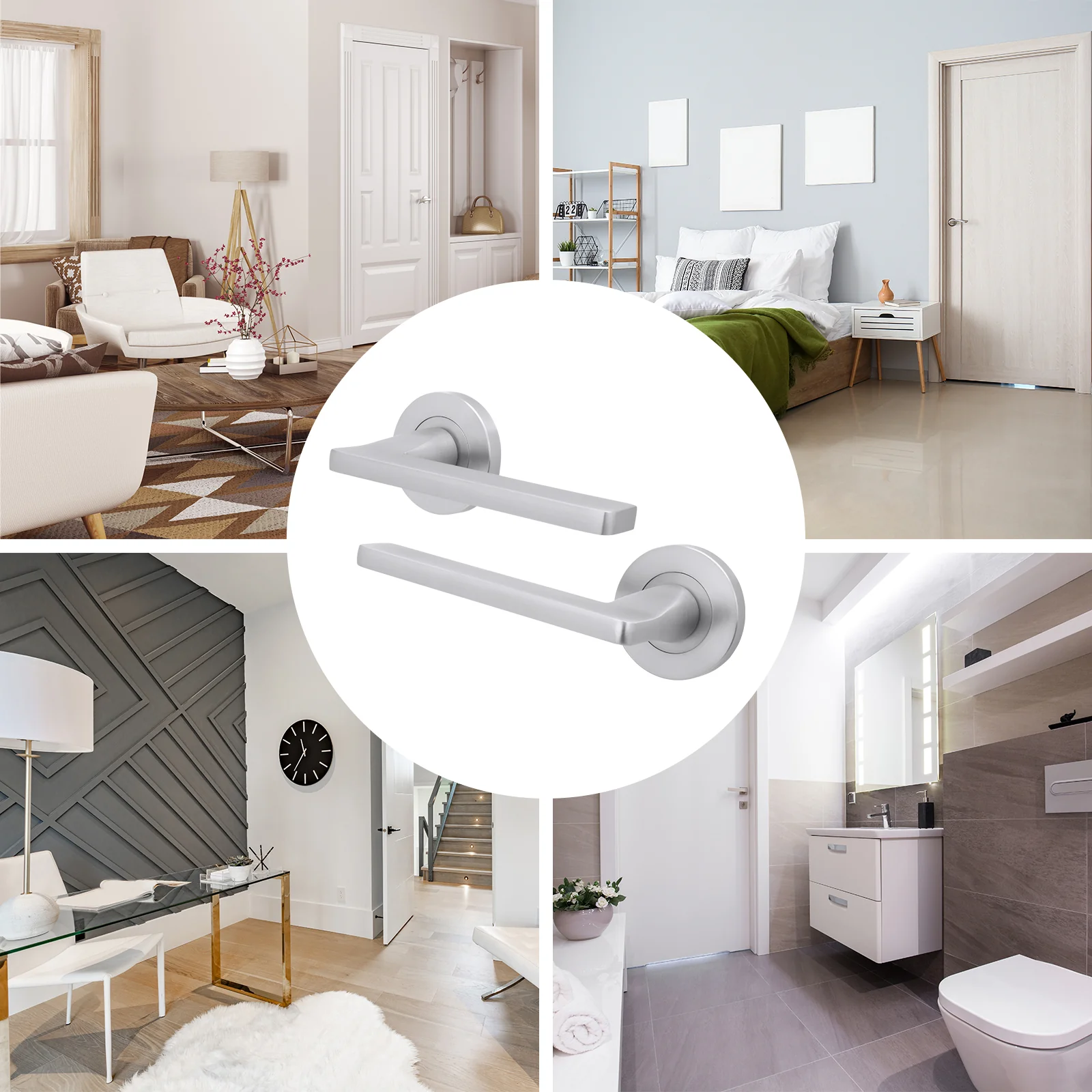 Euroda Fire Door Handle on Rose - Satin Chrome - FD30/60 - Image 6