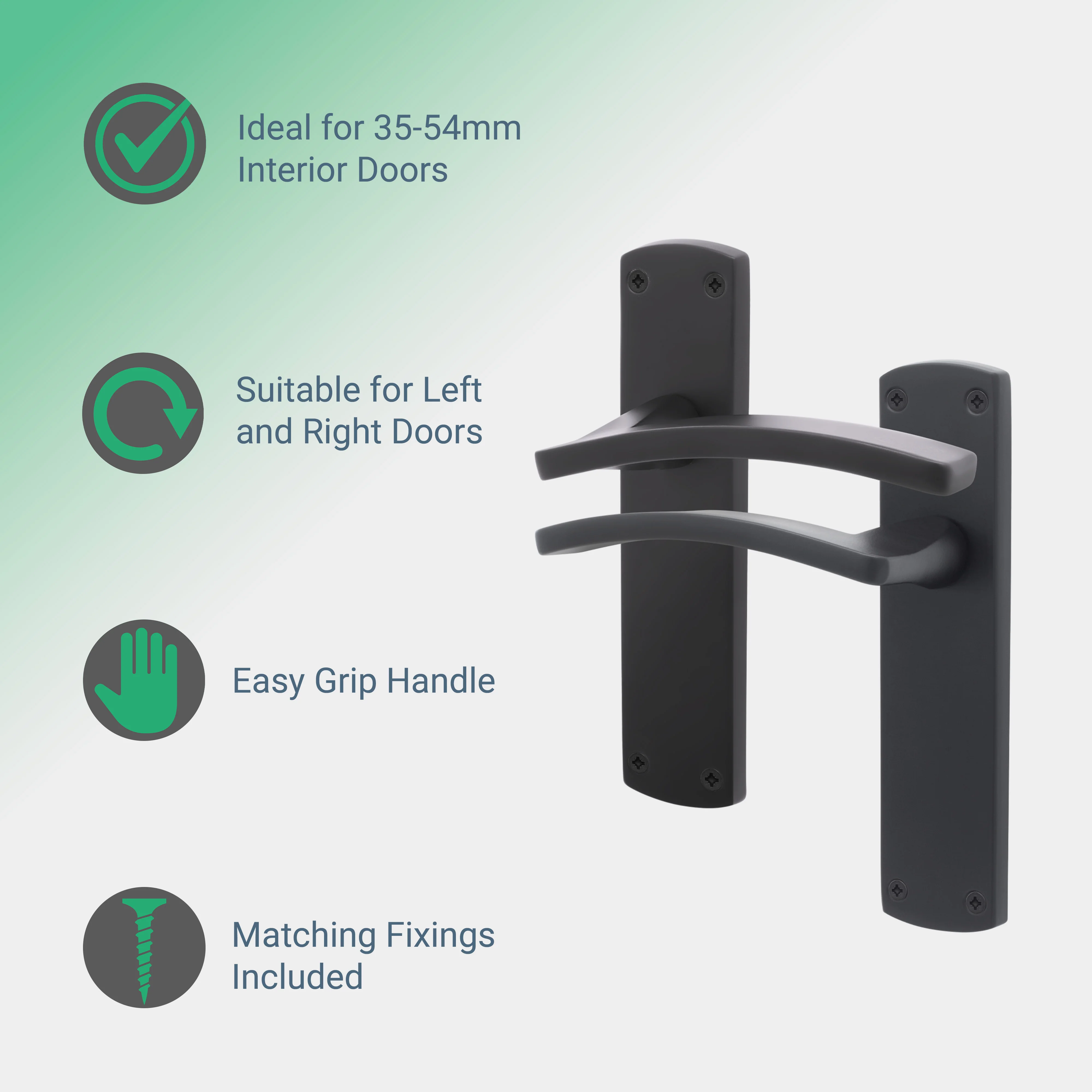 Euroda-Plus Black Lever Fire Door Handles - Latch - FD30/60 - Image 2