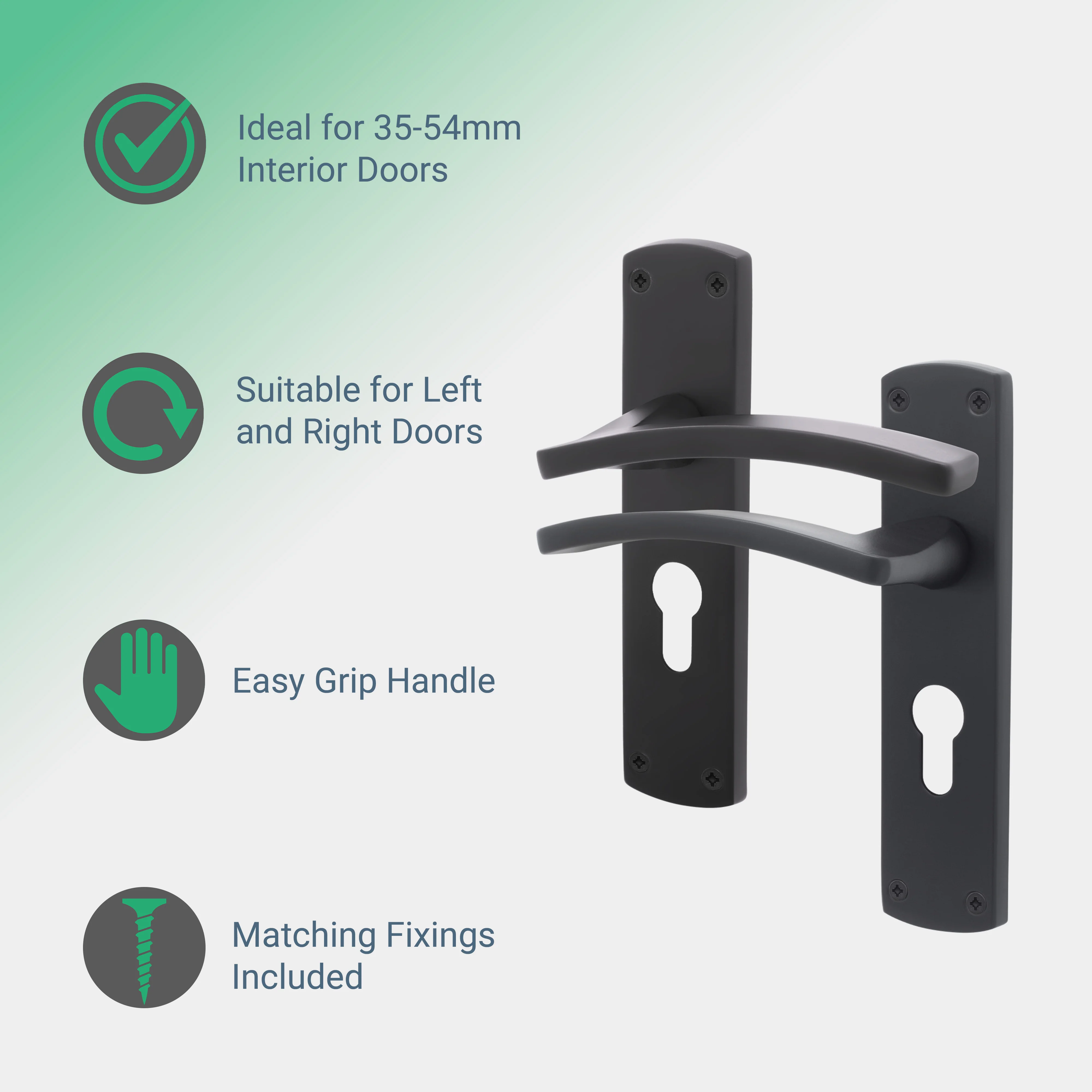 Euroda-Plus Black Door Handle Pack - Euro Lock & Thumbturn Cylinder - Image 2