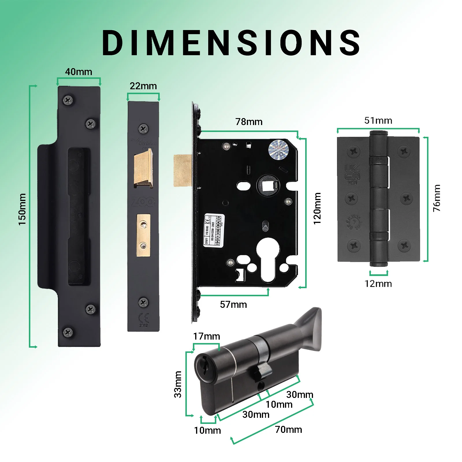 Euroda-Plus Black Door Handle Pack - Euro Lock & Thumbturn Cylinder - Image 5