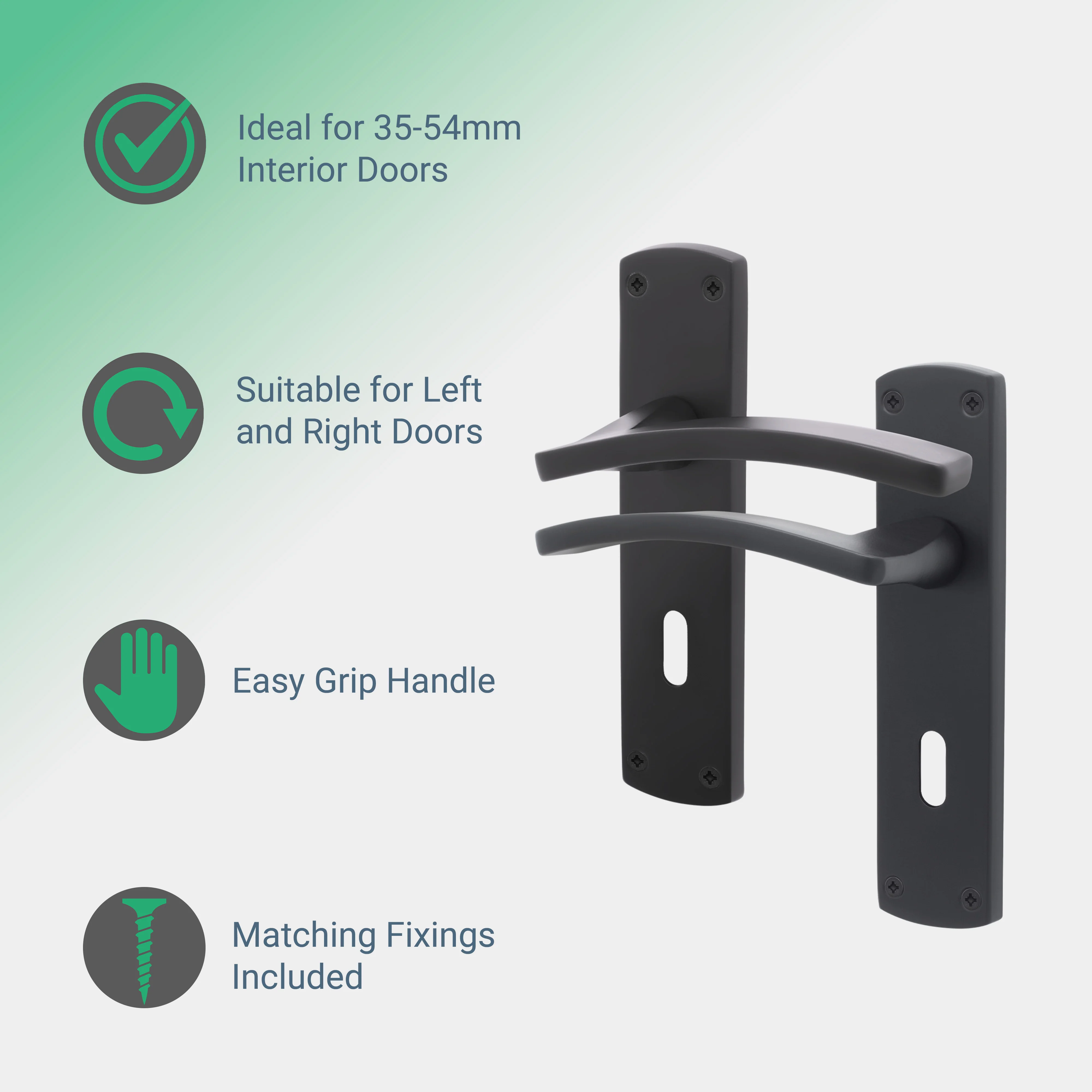 Euroda-Plus Black Door Handle Pack - Sash lock - Image 2