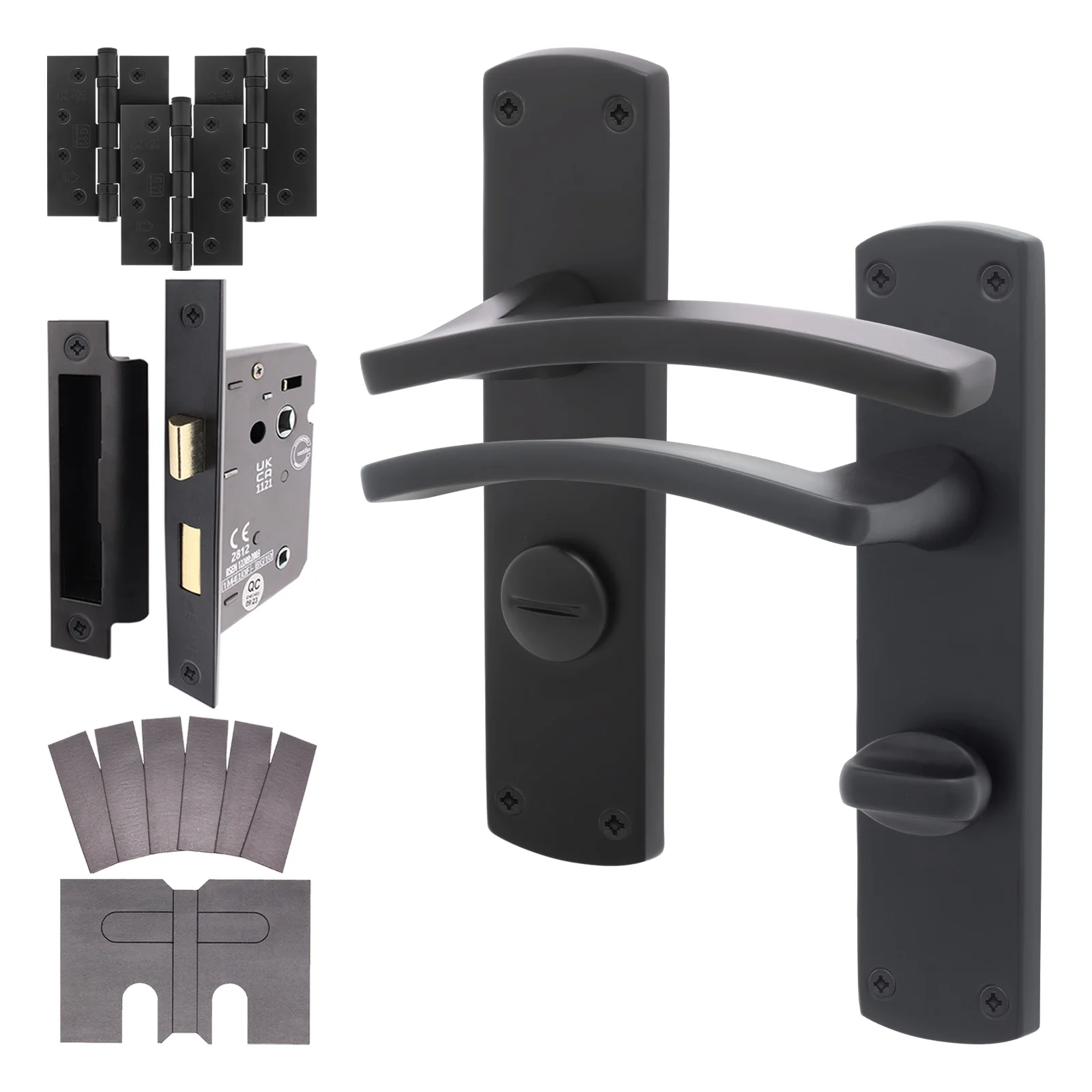 Euroda-Plus Black Fire Door Handle Pack - Bathroom - FD30/60