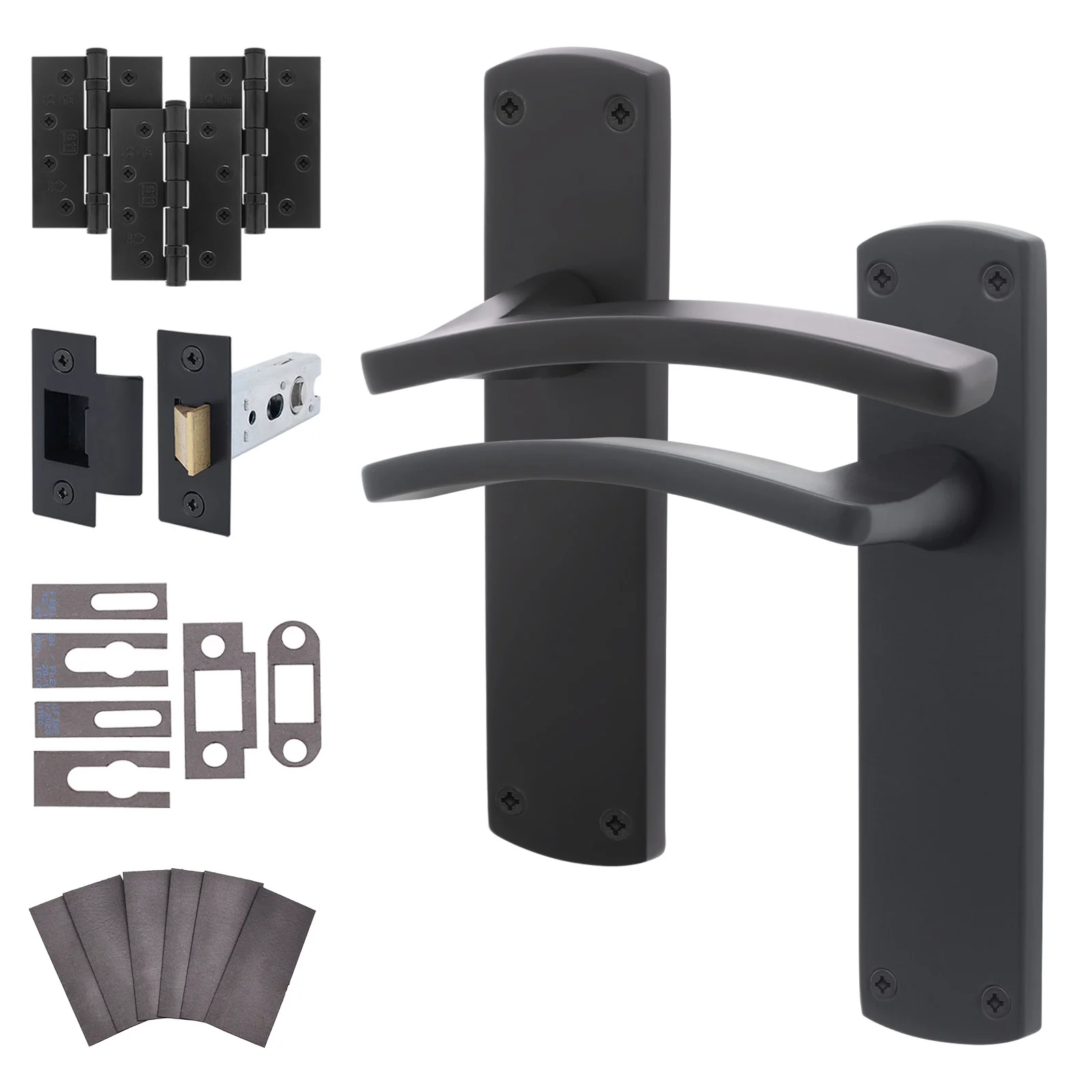 Euroda-Plus Black Fire Door Handle Pack - Latch