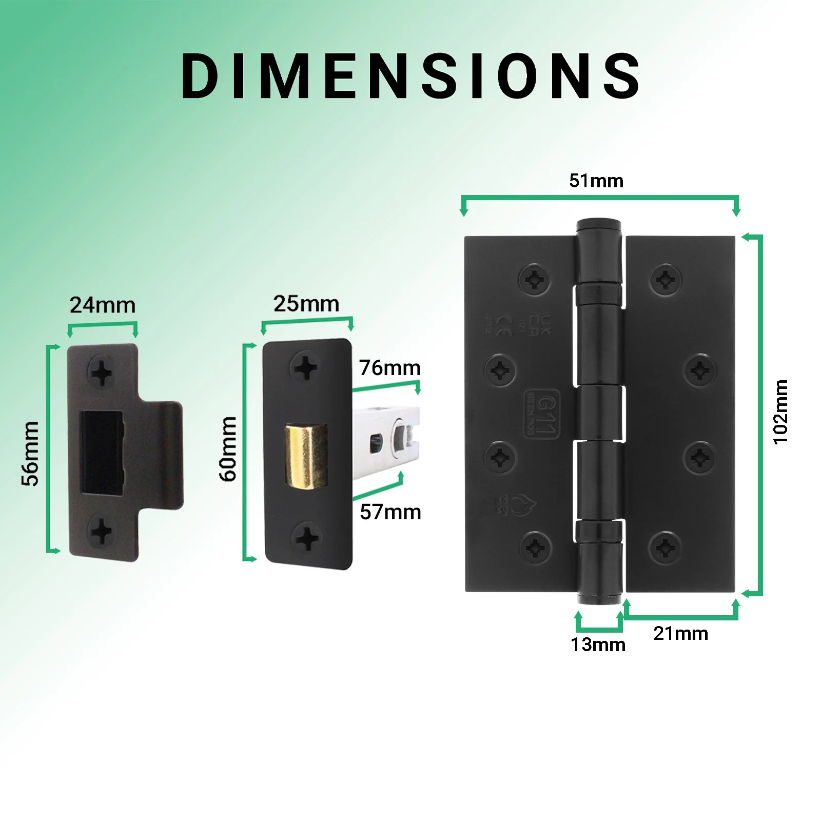 Euroda-Plus Black Fire Door Handle Pack - Latch - Image 5