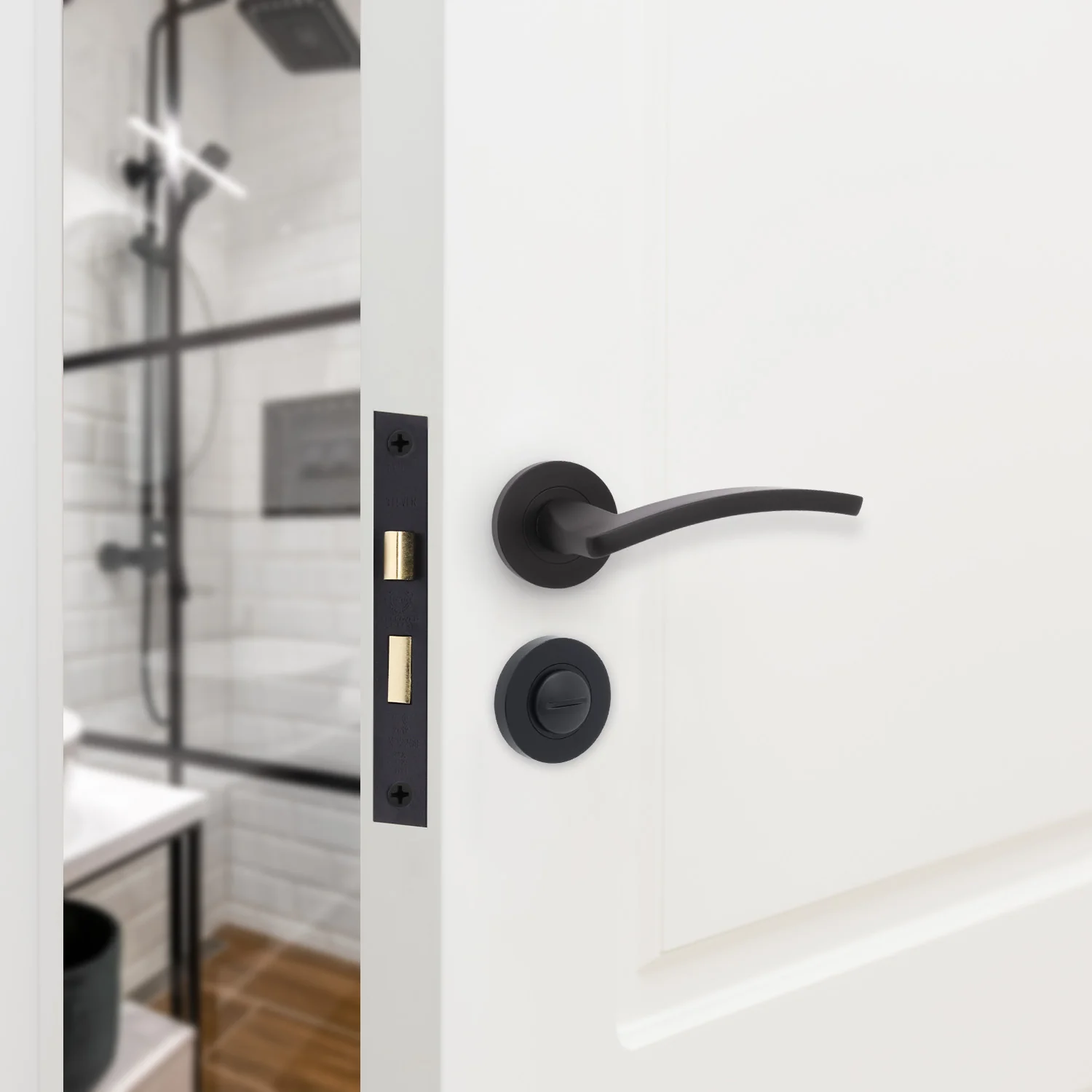 Euroda-Plus Black Lever on Rose Door Handle Pack - Bathroom - Image 6