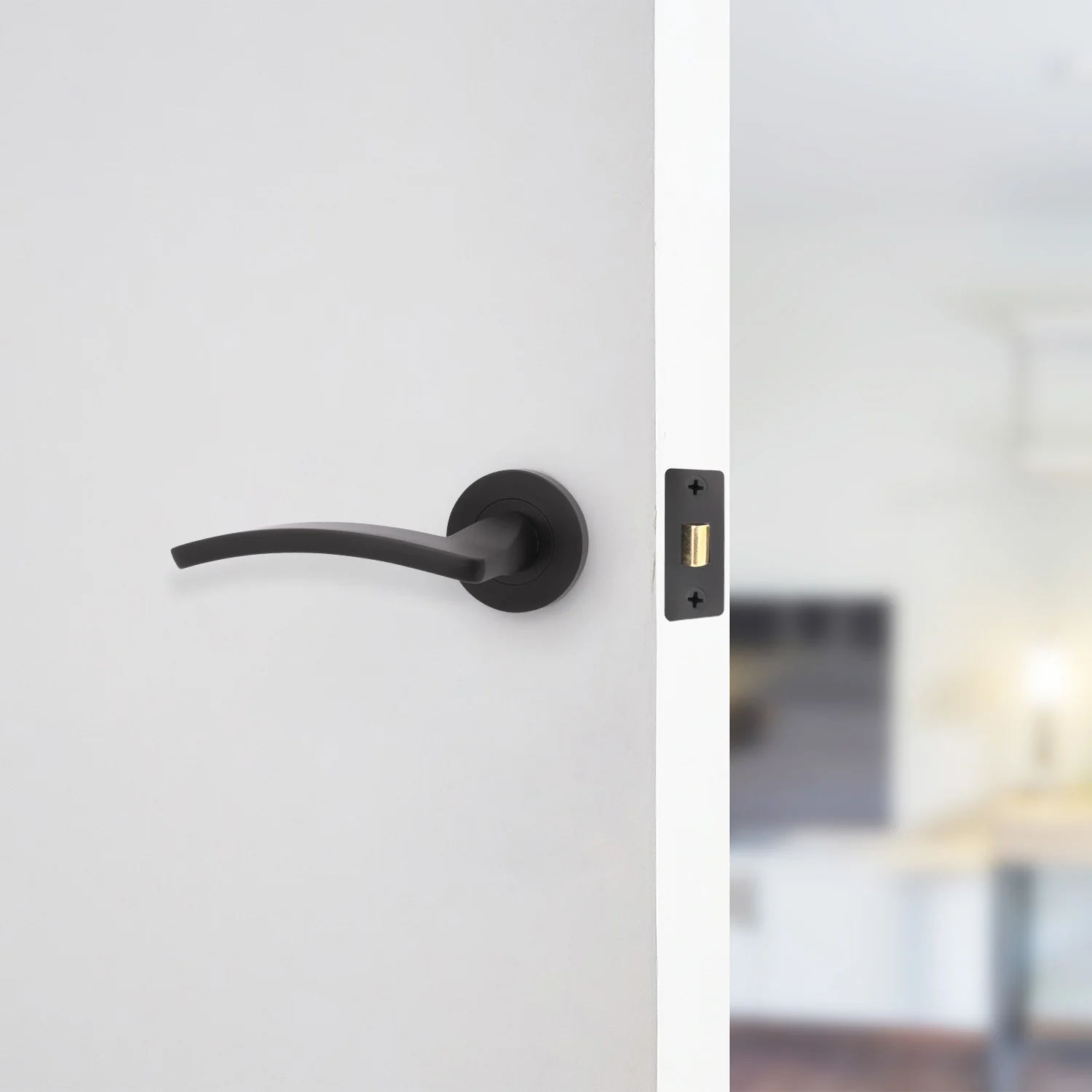 Euroda-Plus Black Lever on Rose Fire Door Handle Pack - Latch - FD30/60 - Image 6