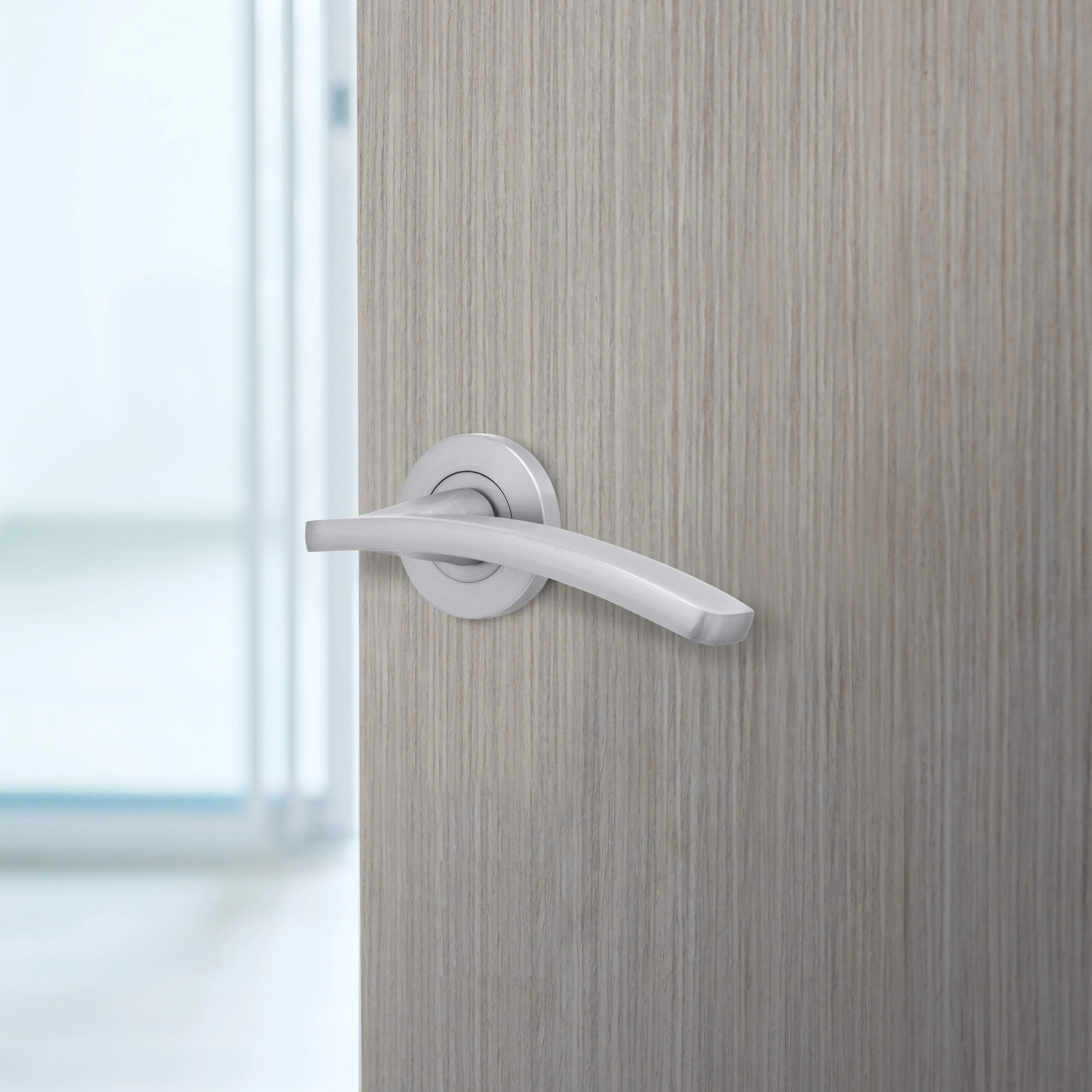 Euroda-Plus Fire Door Handle on Rose - Satin Chrome - FD30/60 - Image 5