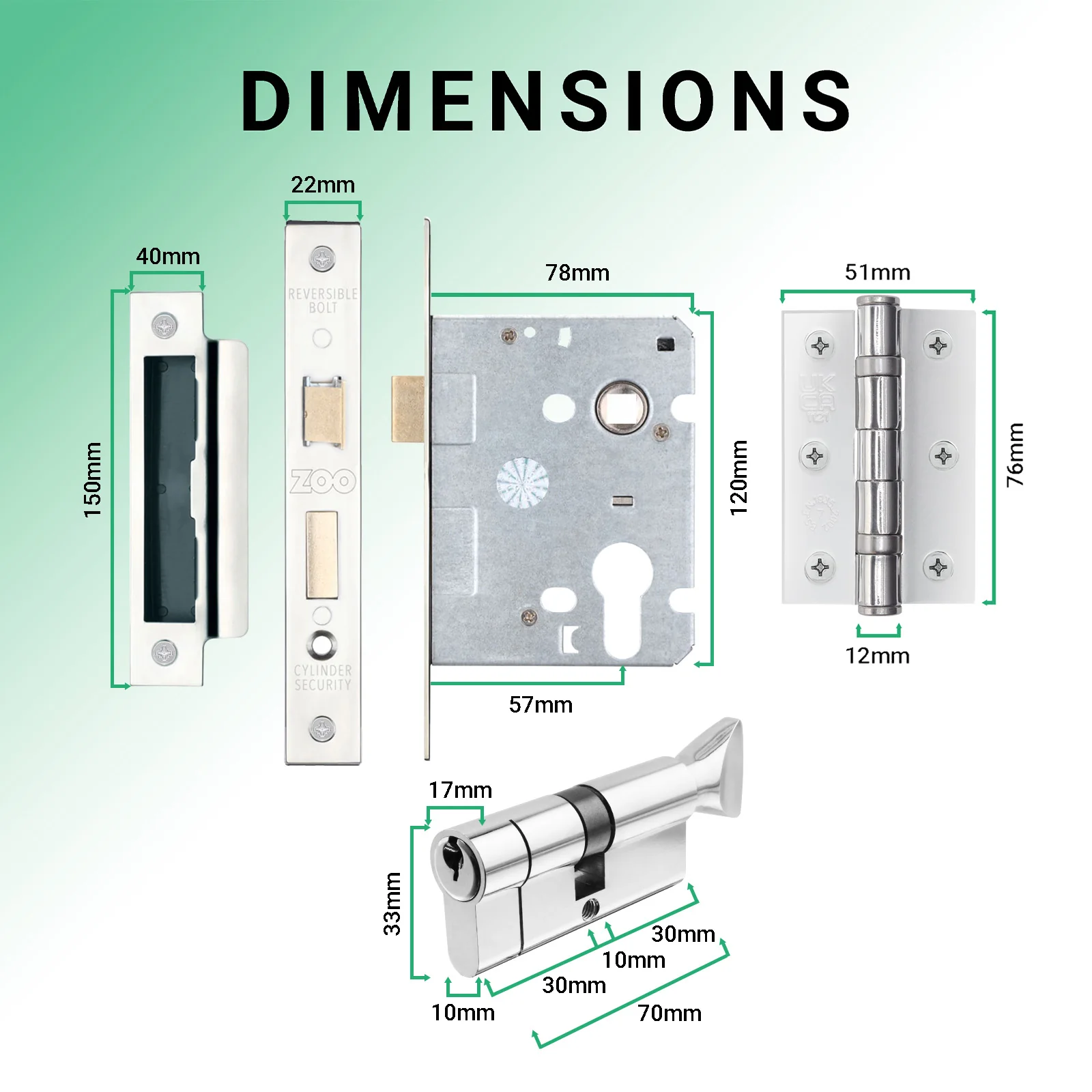 Euroda-Plus Polished Chrome Door Handle Pack - 3 Lever Lock & Thumbturn Cylinder - Image 5