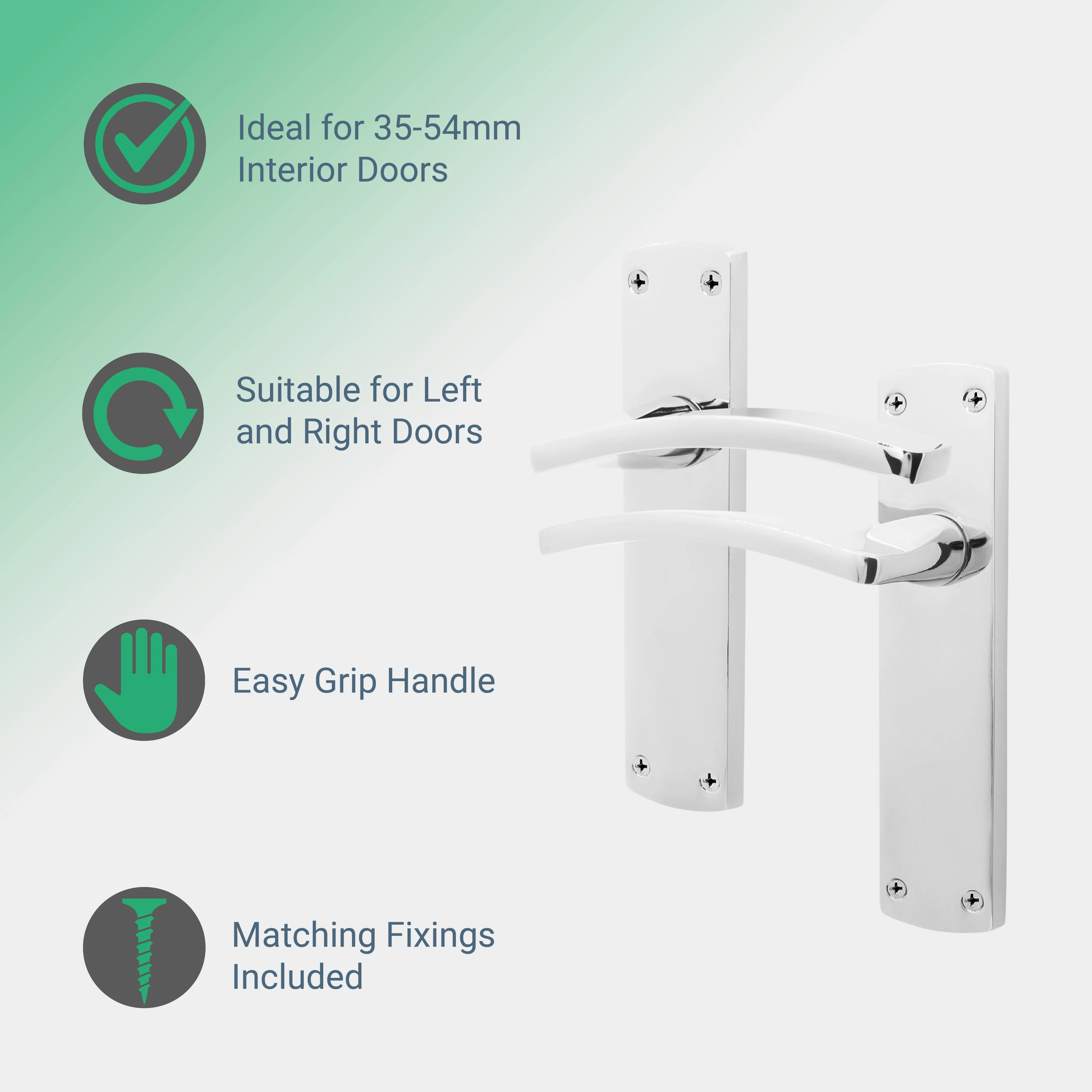 Euroda-Plus Polished Chrome Door Handle Pack - Latch - Image 2