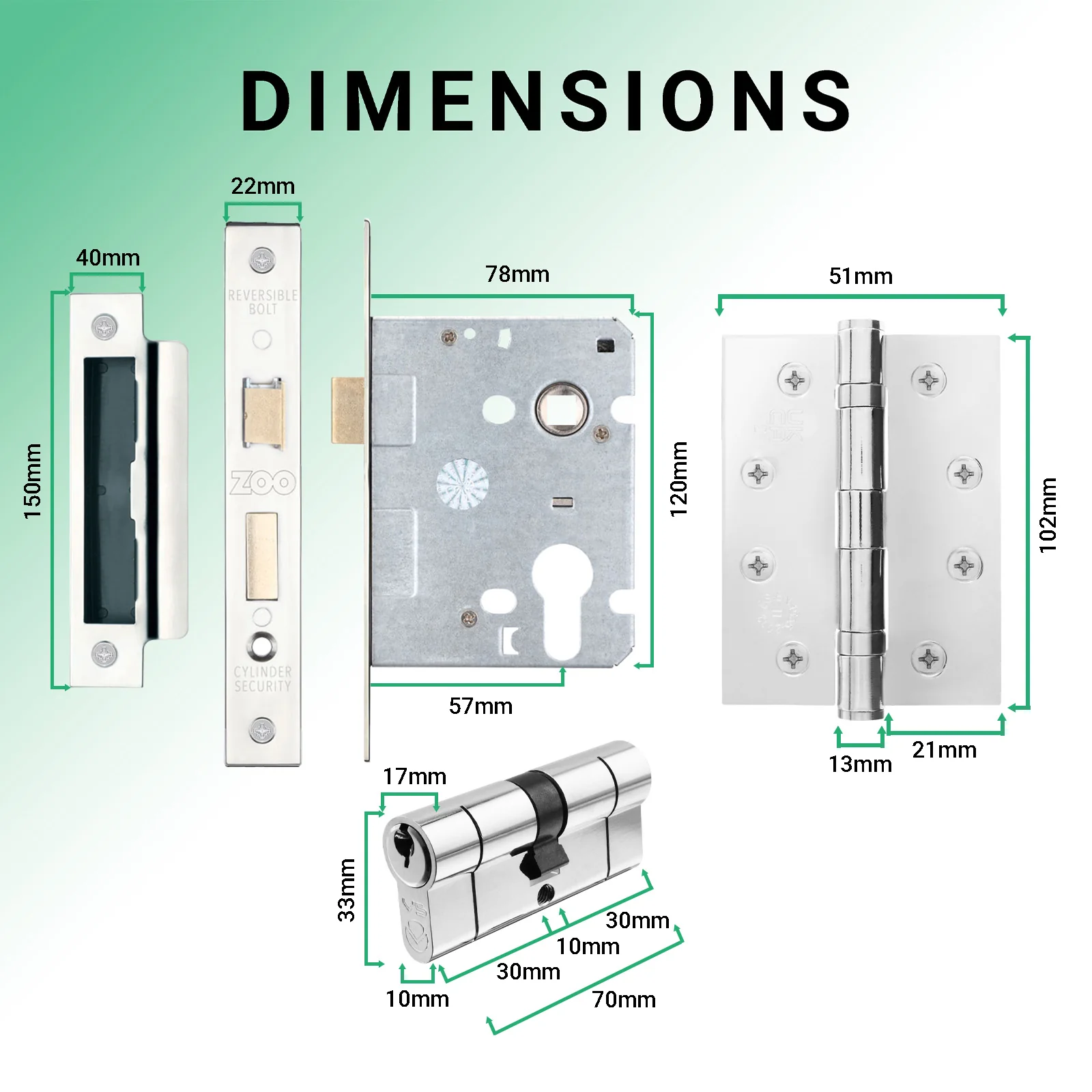 Euroda-Plus Polished Chrome Fire Door Handle Pack - Euro Lock & Double Cylinder - Image 5