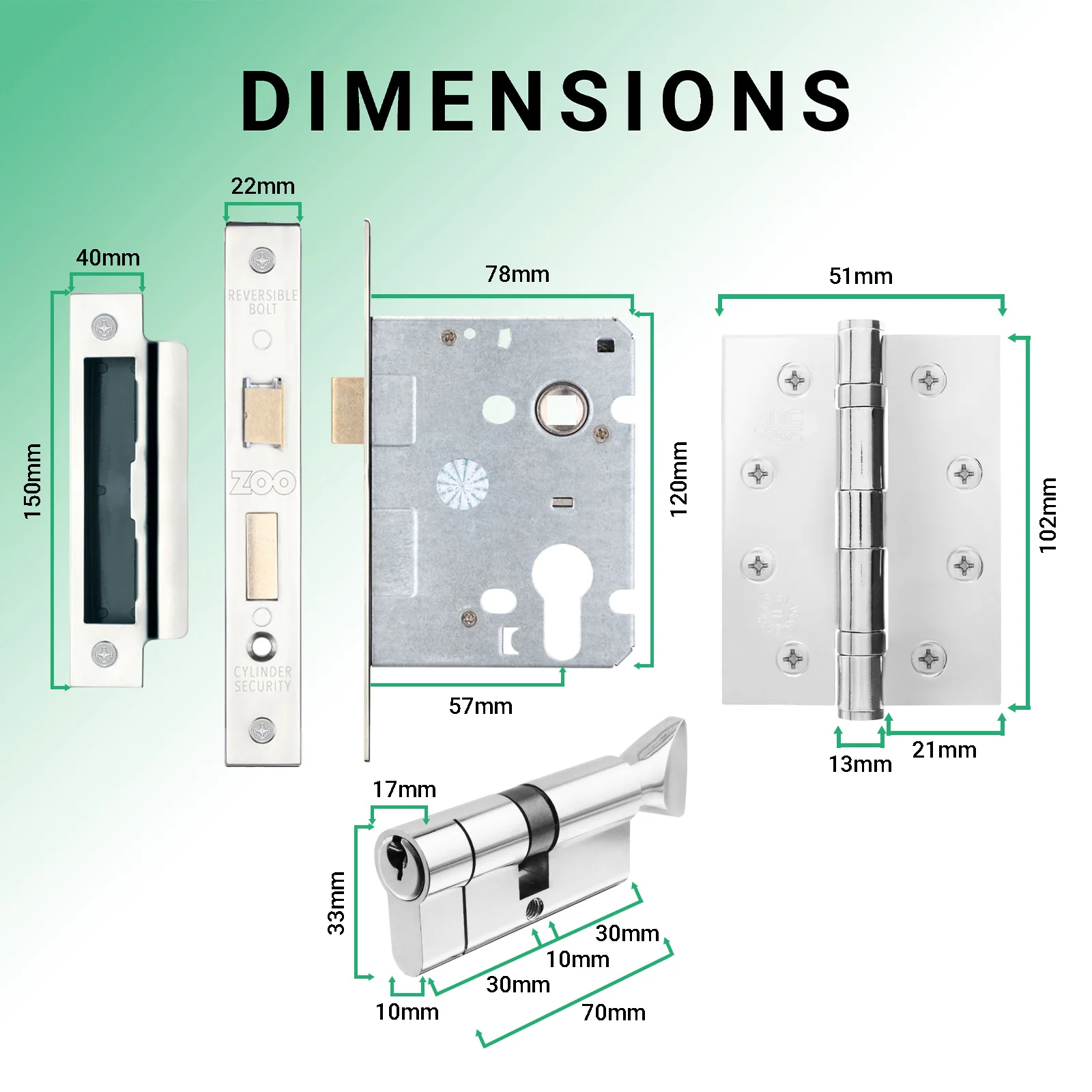 Euroda-Plus Polished Chrome Fire Door Handle Pack - 3 Lever Lock & Thumbturn Cylinder - Image 5