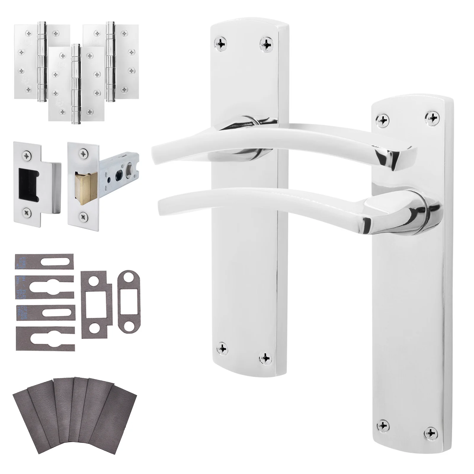 Euroda-Plus Polished Chrome Fire Door Handle Pack - Latch - FD30/60