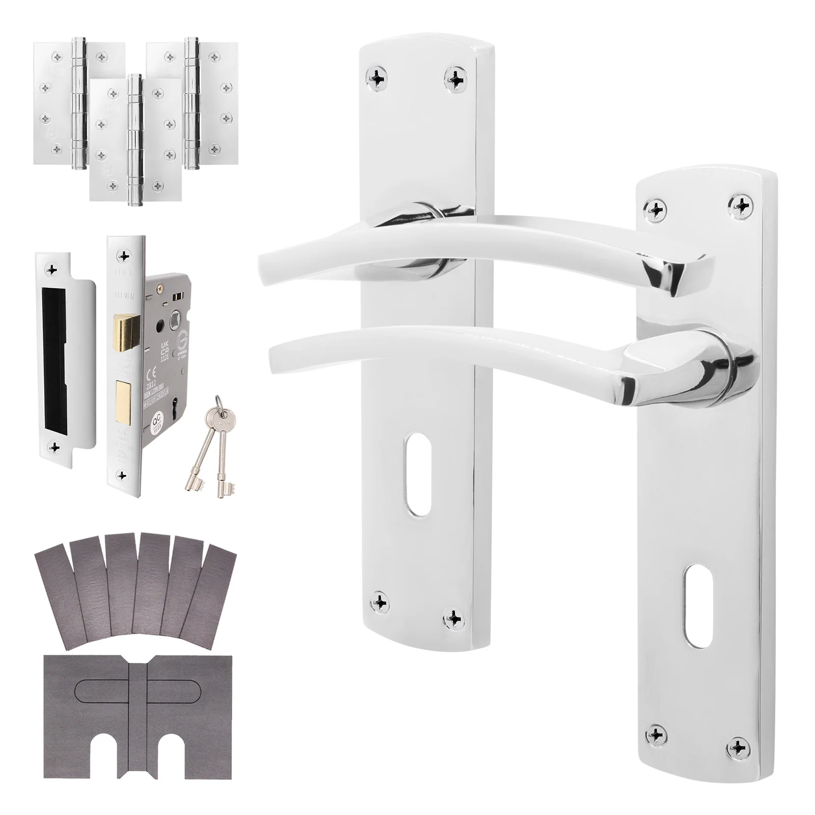 Euroda-Plus Polished Chrome Fire Door Handle Pack - Sash Lock- FD30/60