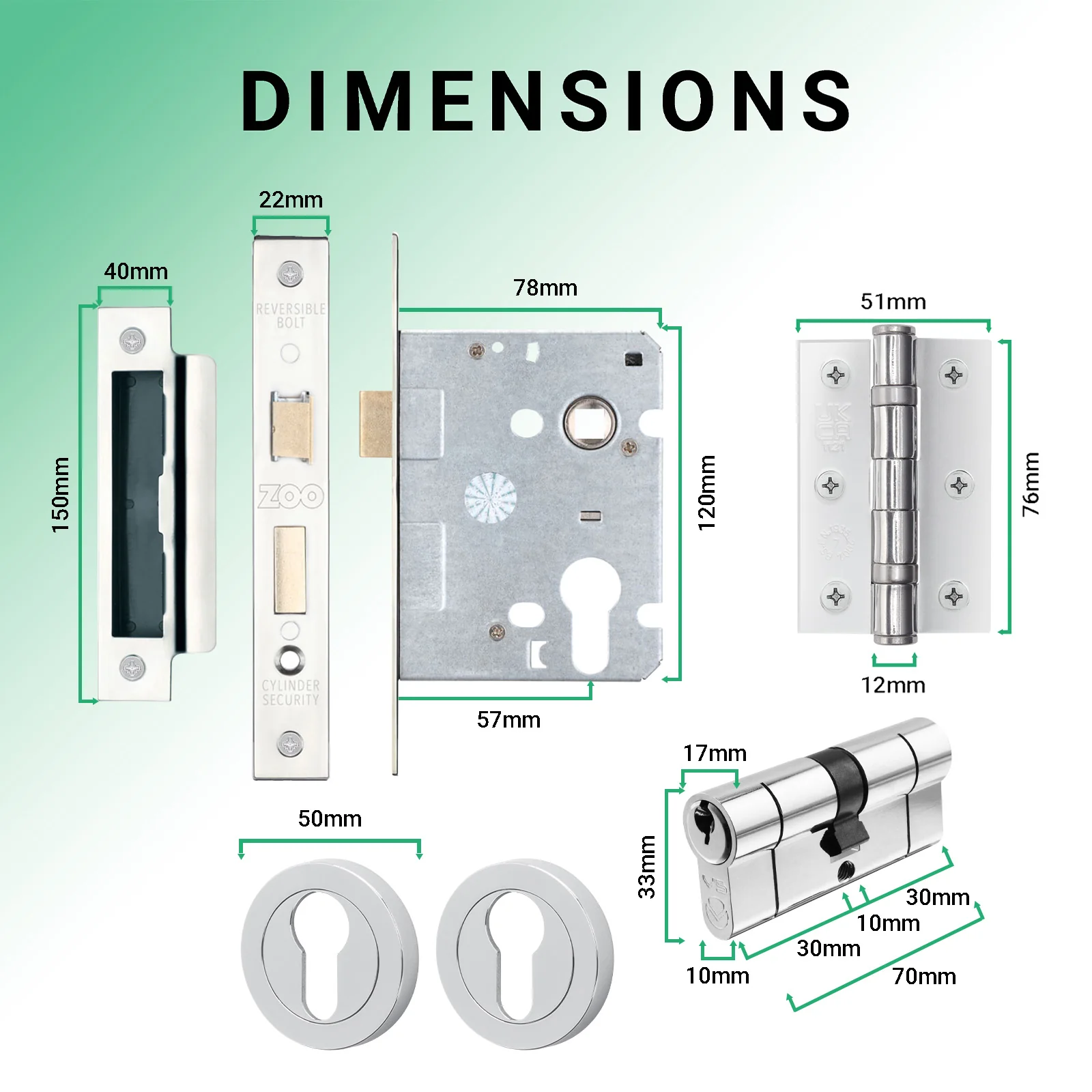 Euroda-Plus Polished Chrome Lever on Rose Door Handle Pack - Euro Lock & Cylinder - Image 5