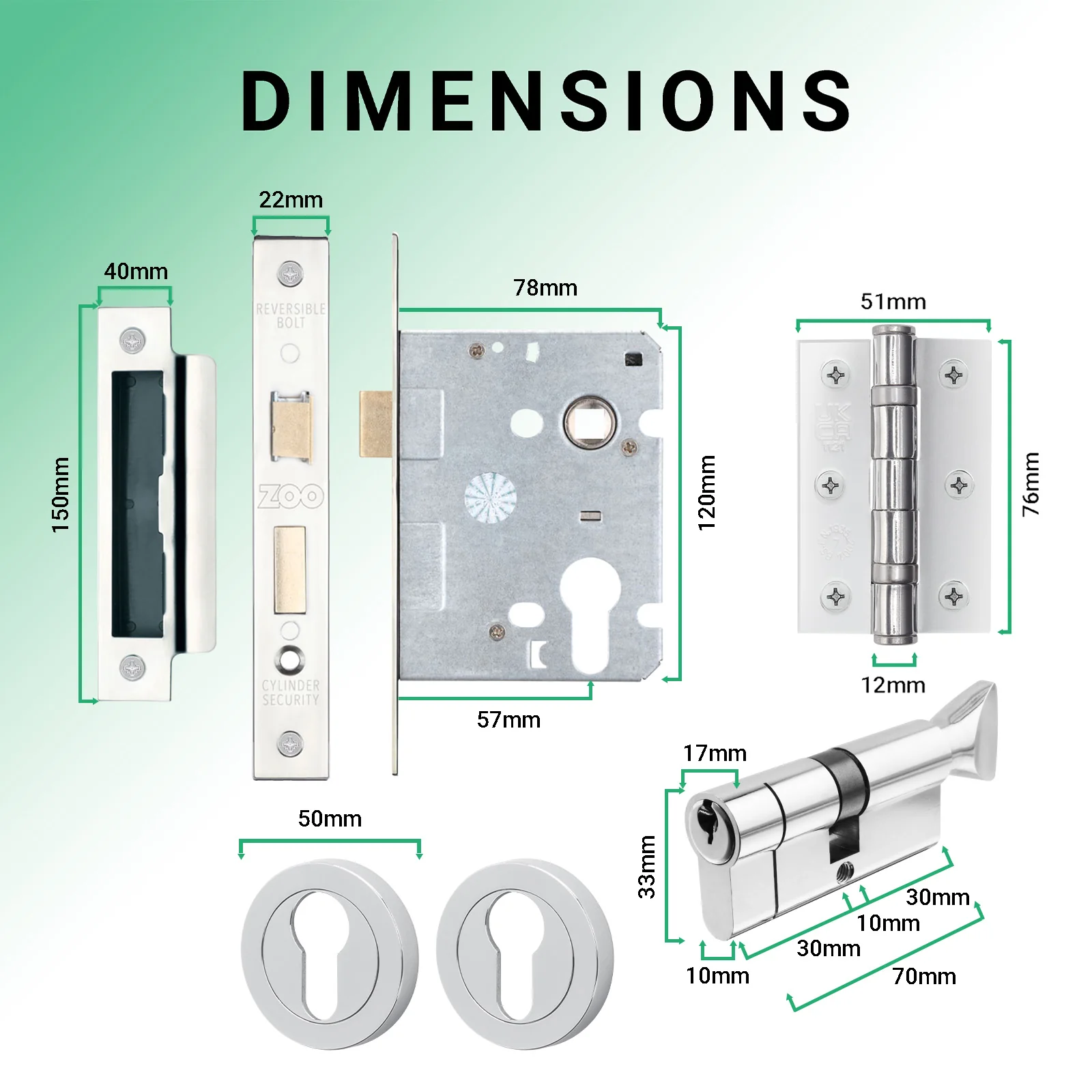 Euroda-Plus Polished Chrome Lever on Rose Door Handle Pack - 3 Lever Lock & Thumbturn Cylinder - Image 5