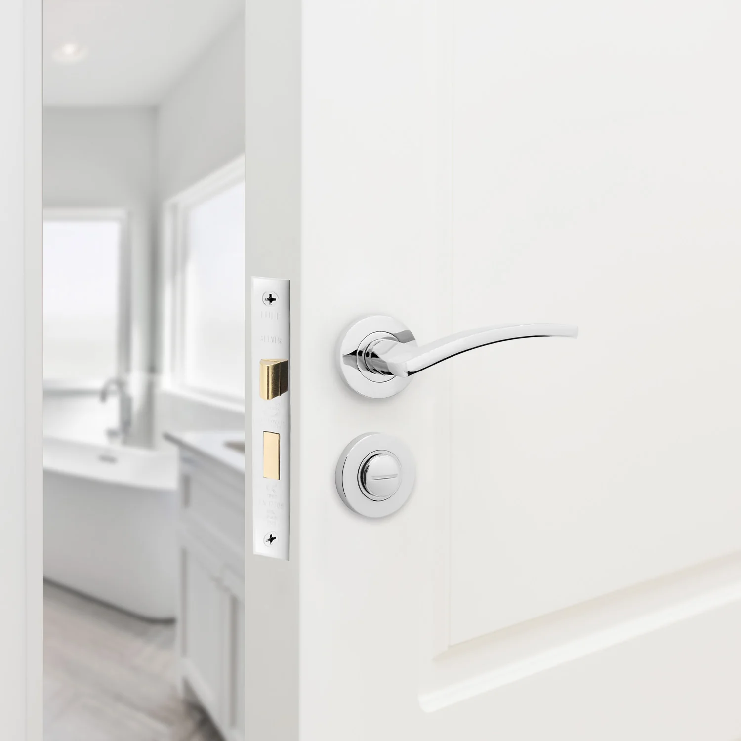 Euroda-Plus Polished Chrome Lever on Rose Door Handle Pack - Bathroom - Image 6