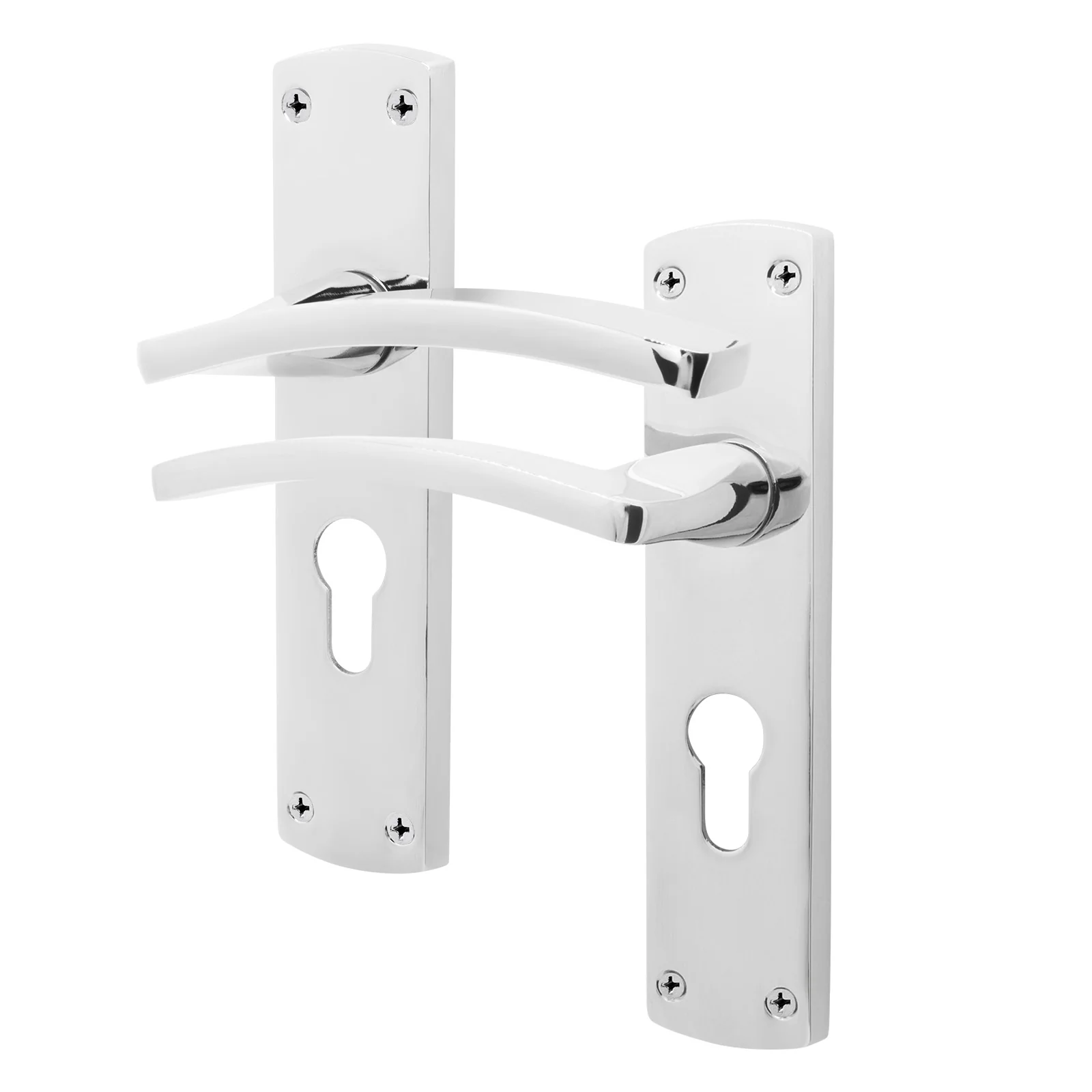 Euroda-Plus Polished Chrome Lever Lock Fire Door Handles - Euro - FD30/60
