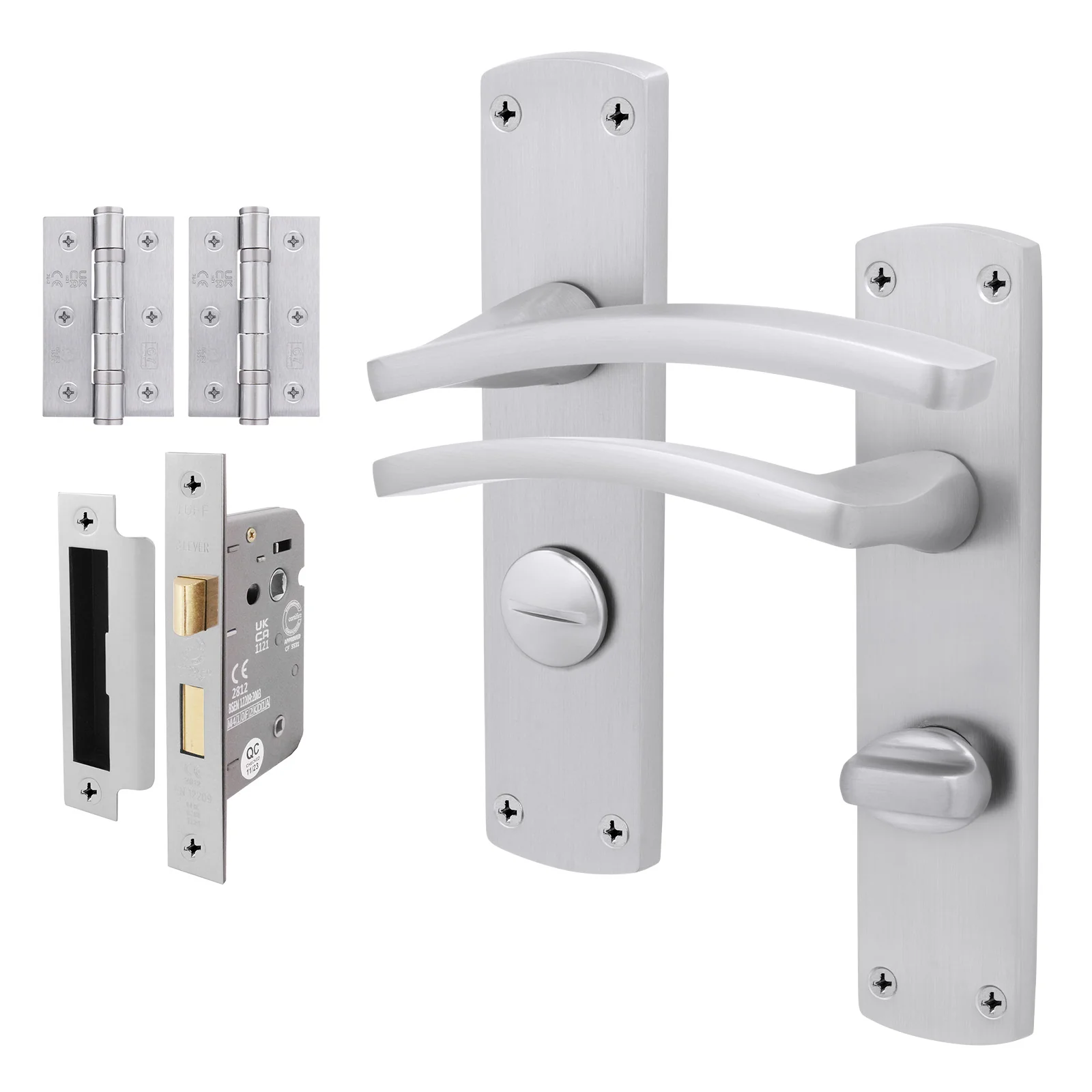 Euroda-Plus Satin Chrome Door Handle Pack - Bathroom