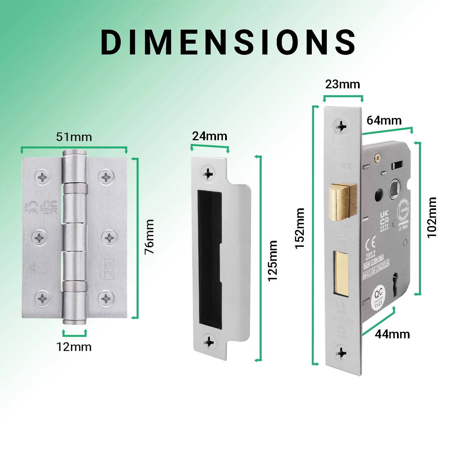 Euroda-Plus Satin Chrome Door Handle Pack - Sash lock - Image 5