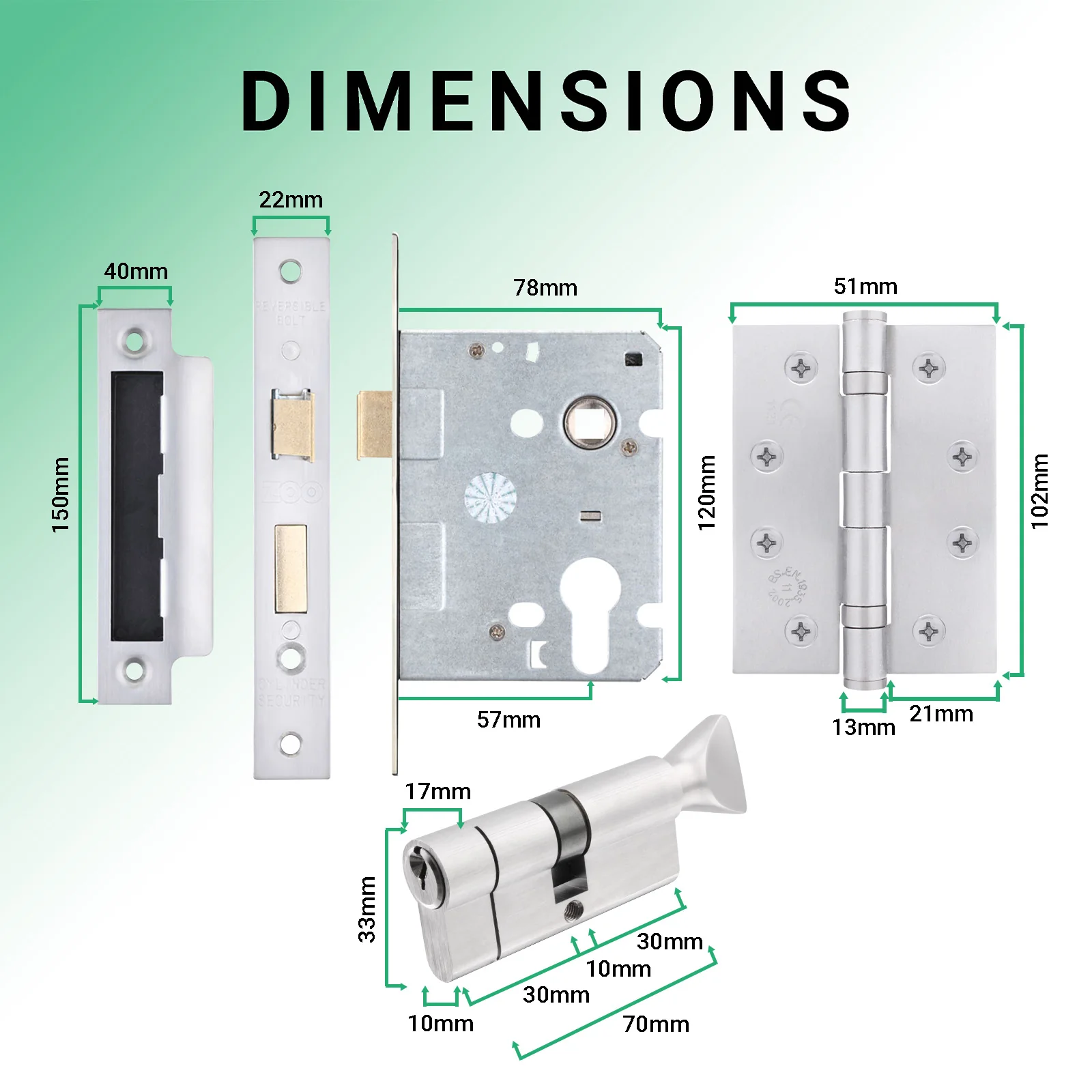 Euroda-Plus Satin Chrome Fire Door Handle Pack - Euro Lock & Thumbturn Cylinder - Image 5