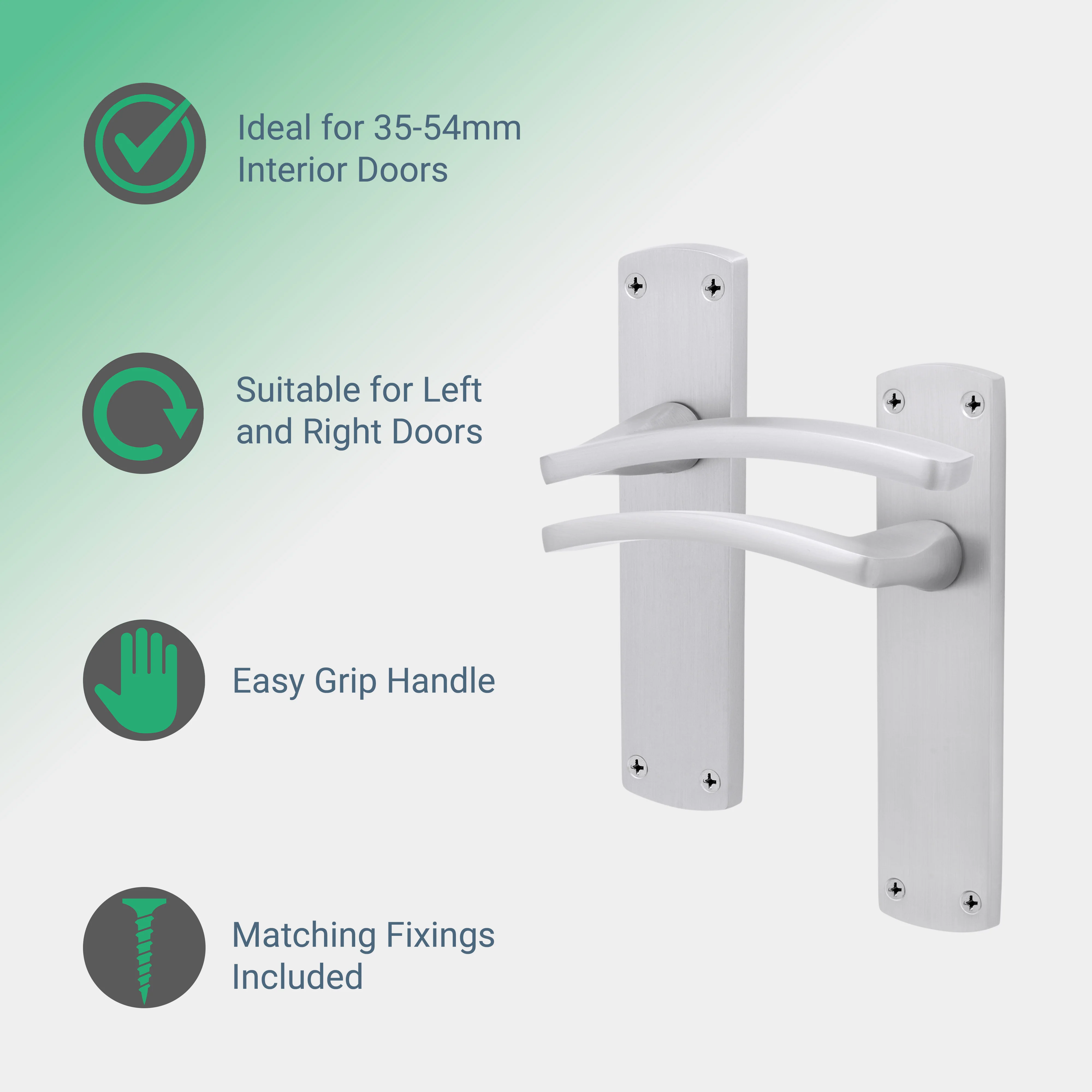 Euroda-Plus Satin Chrome Fire Door Handle Pack - Bathroom - FD30/60 - Image 2