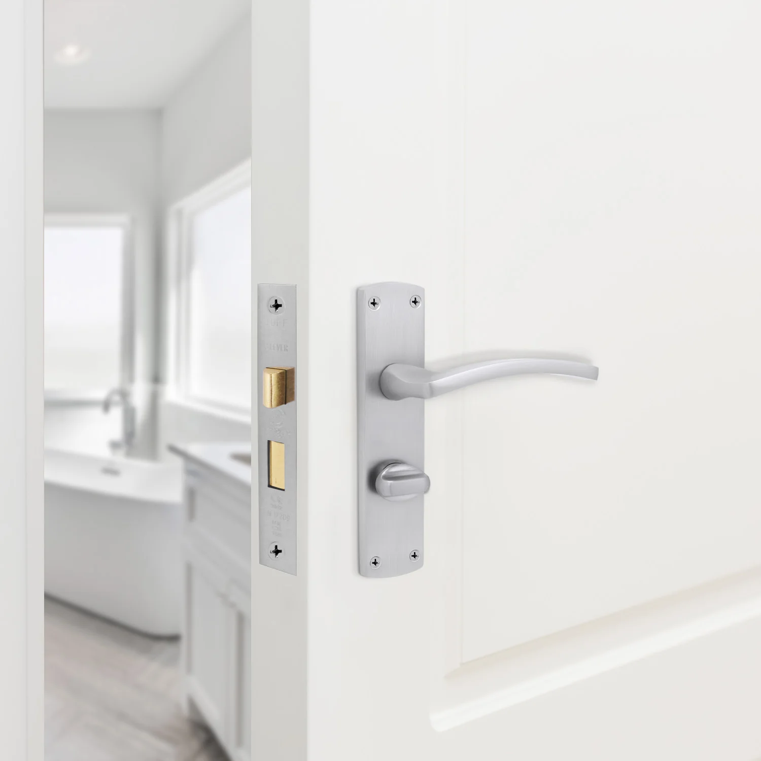Euroda-Plus Satin Chrome Fire Door Handle Pack - Bathroom - FD30/60 - Image 6
