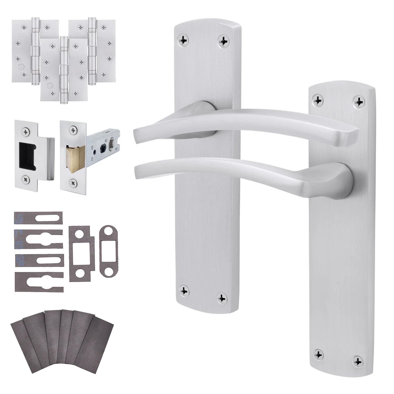 Euroda-Plus Satin Chrome Fire Door Handle Pack - Latch - FD30/60