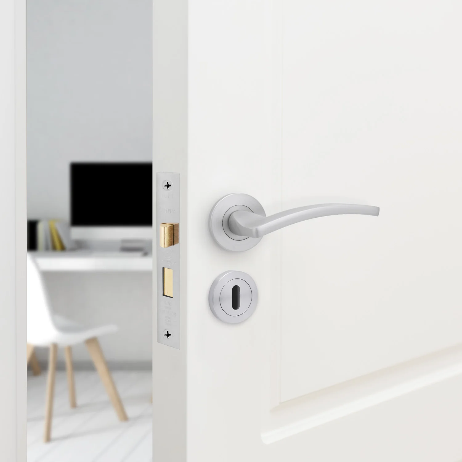 Euroda-Plus Satin Chrome Lever on Rose Door Handle Pack - 3 Lever Lock - Image 6